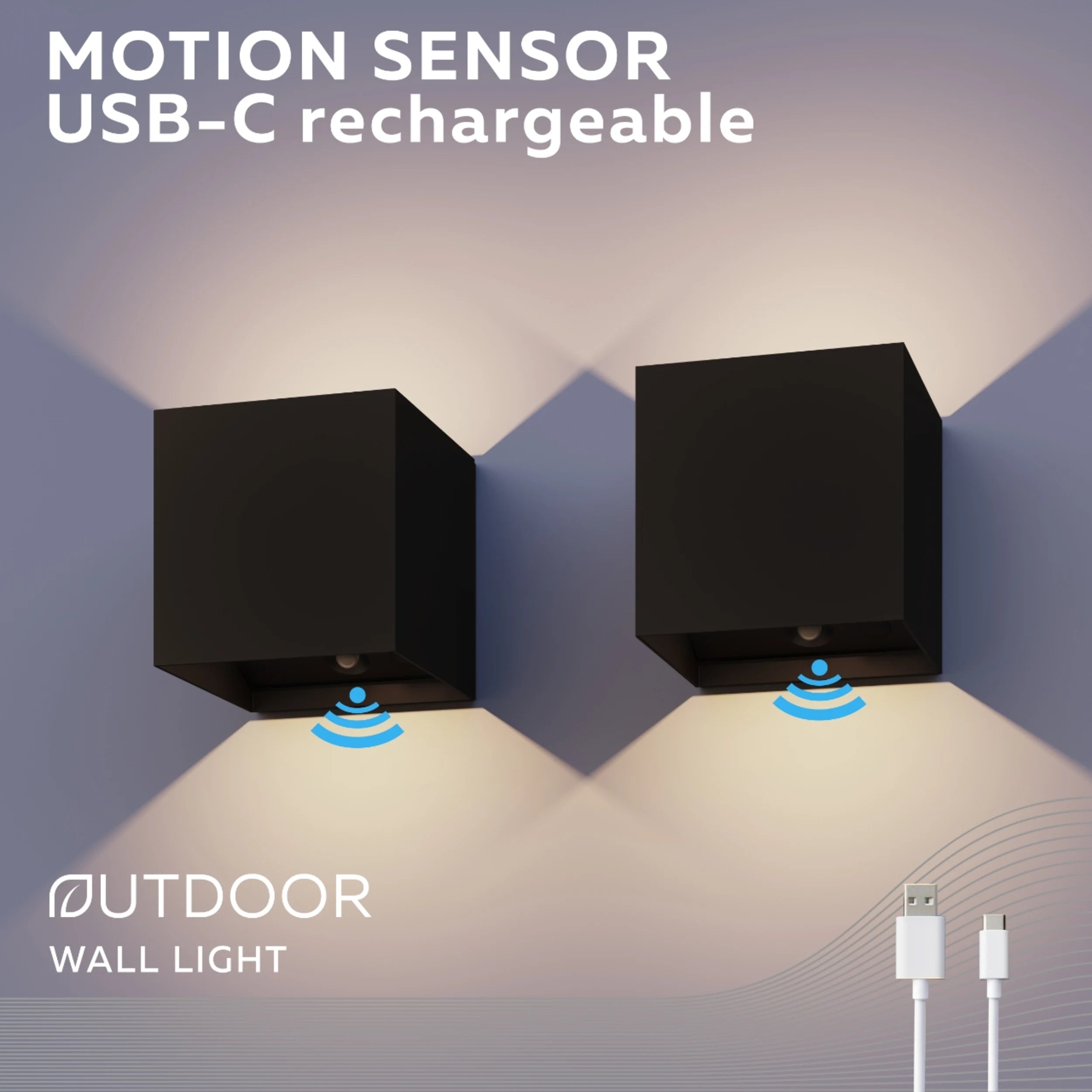 Calex Volterra Rechargeable Wall Light - Up & Down - Black