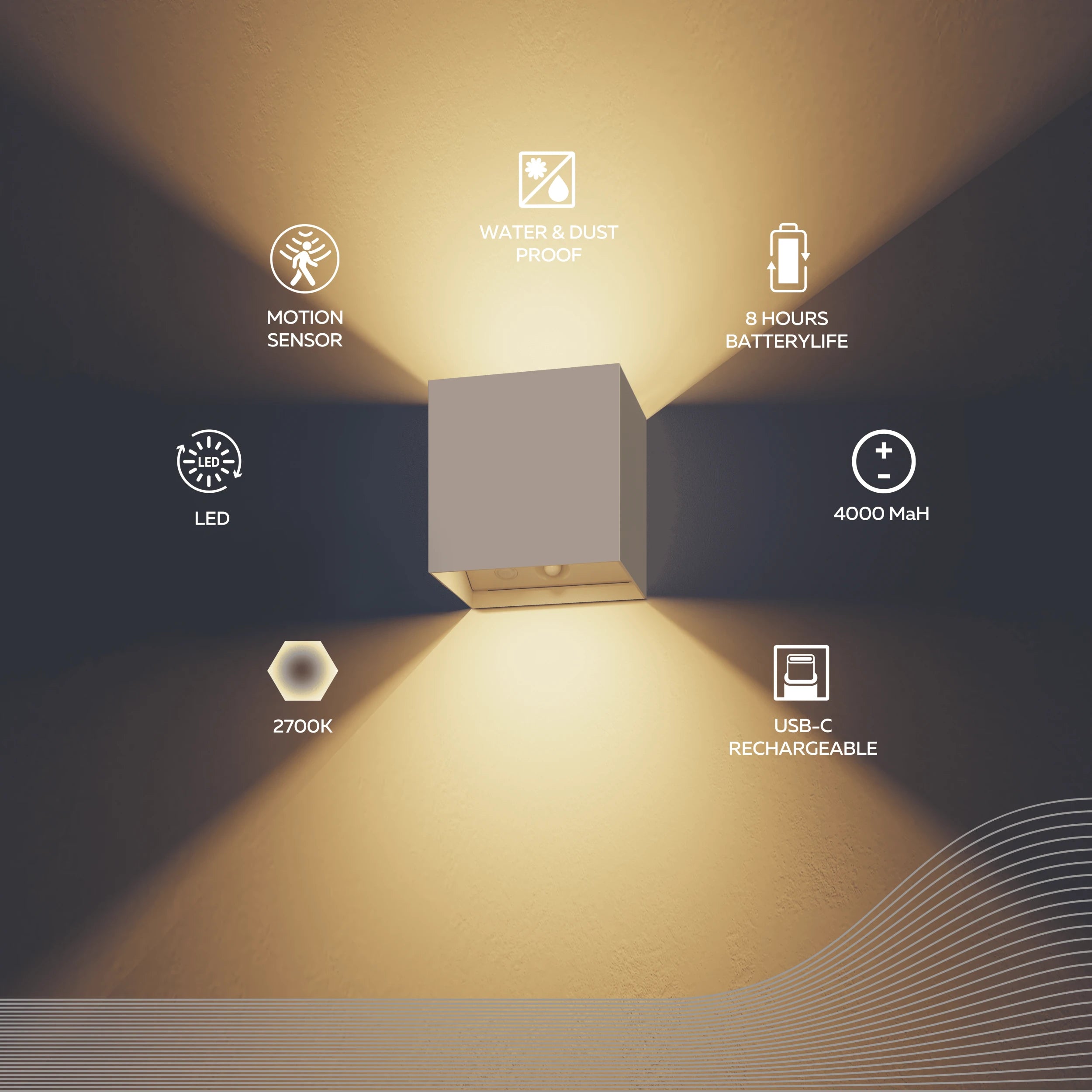 Calex Volterra Oplaadbare Wandlamp - Up & Down - Zand