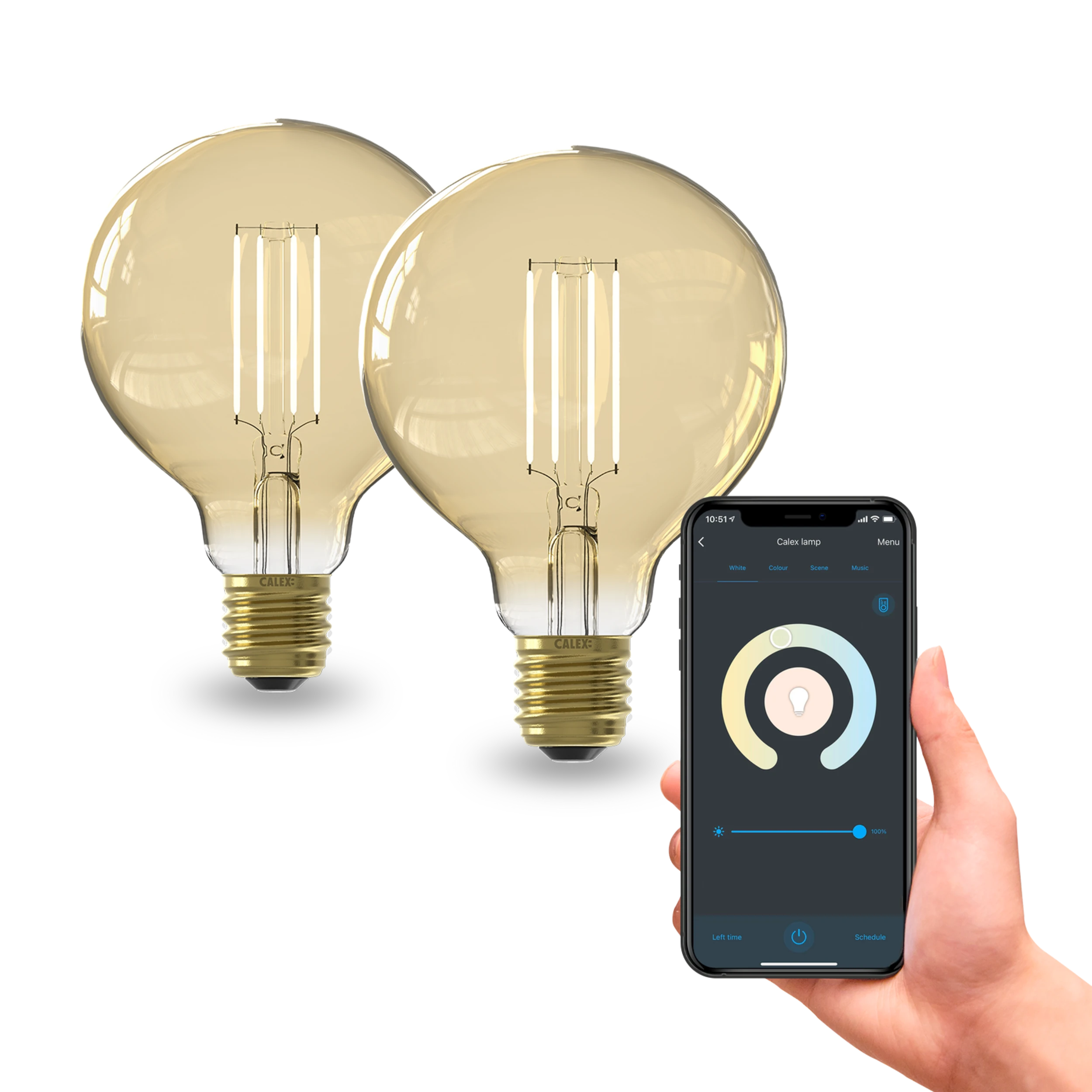 Calex Smart LED Bulb - 2 Pack - E27 - G95 - CCT - Gold