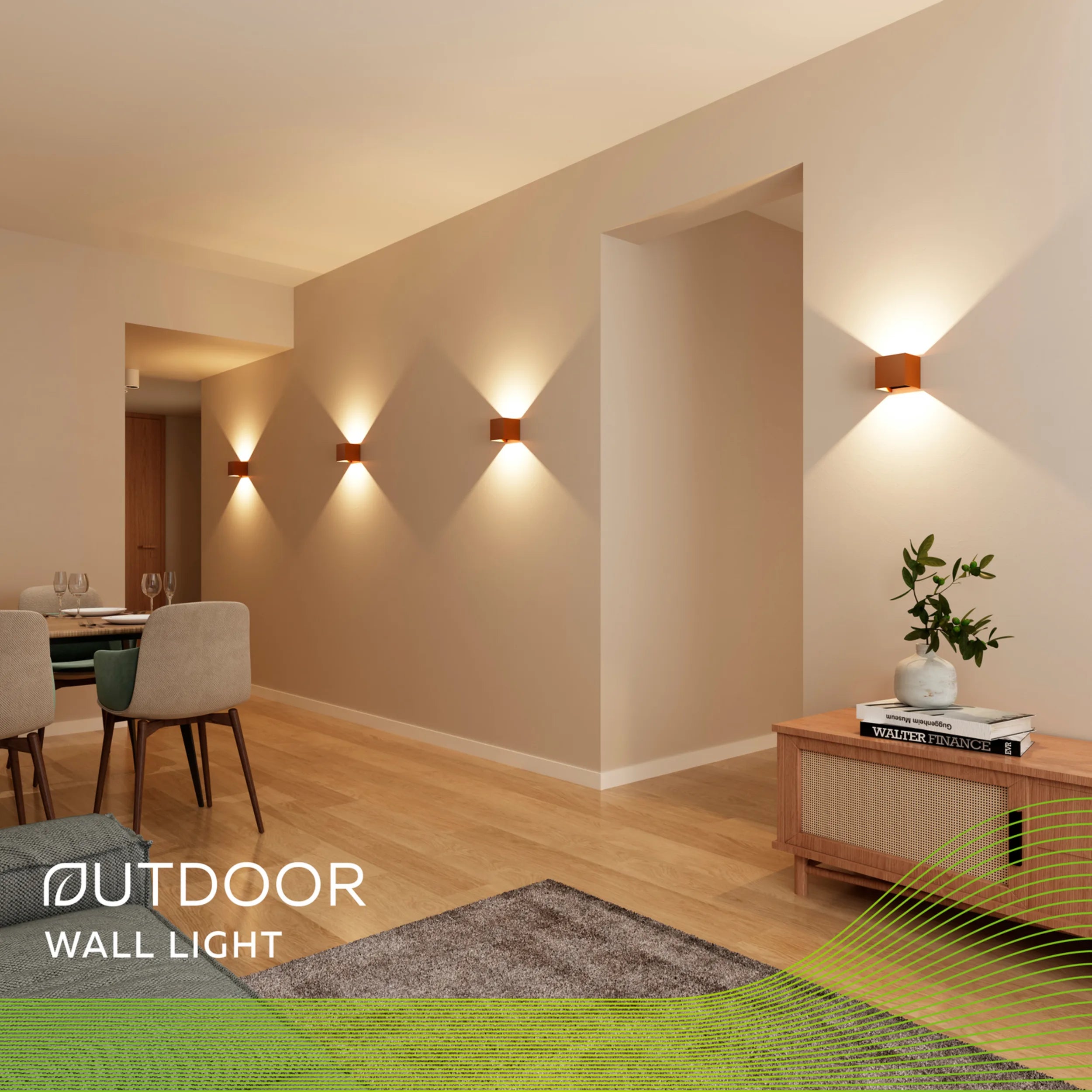 Calex Bari LED Wall Light - Up & Down - Rust