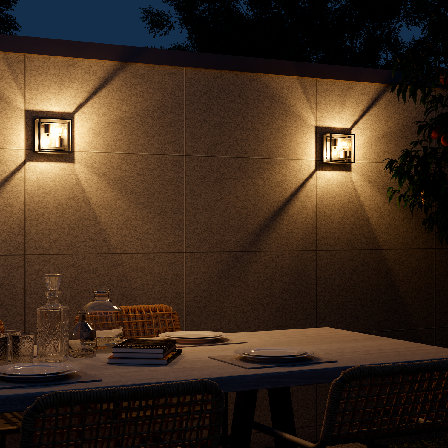 Calex Bologna Wall Light - 2x E27 - Black