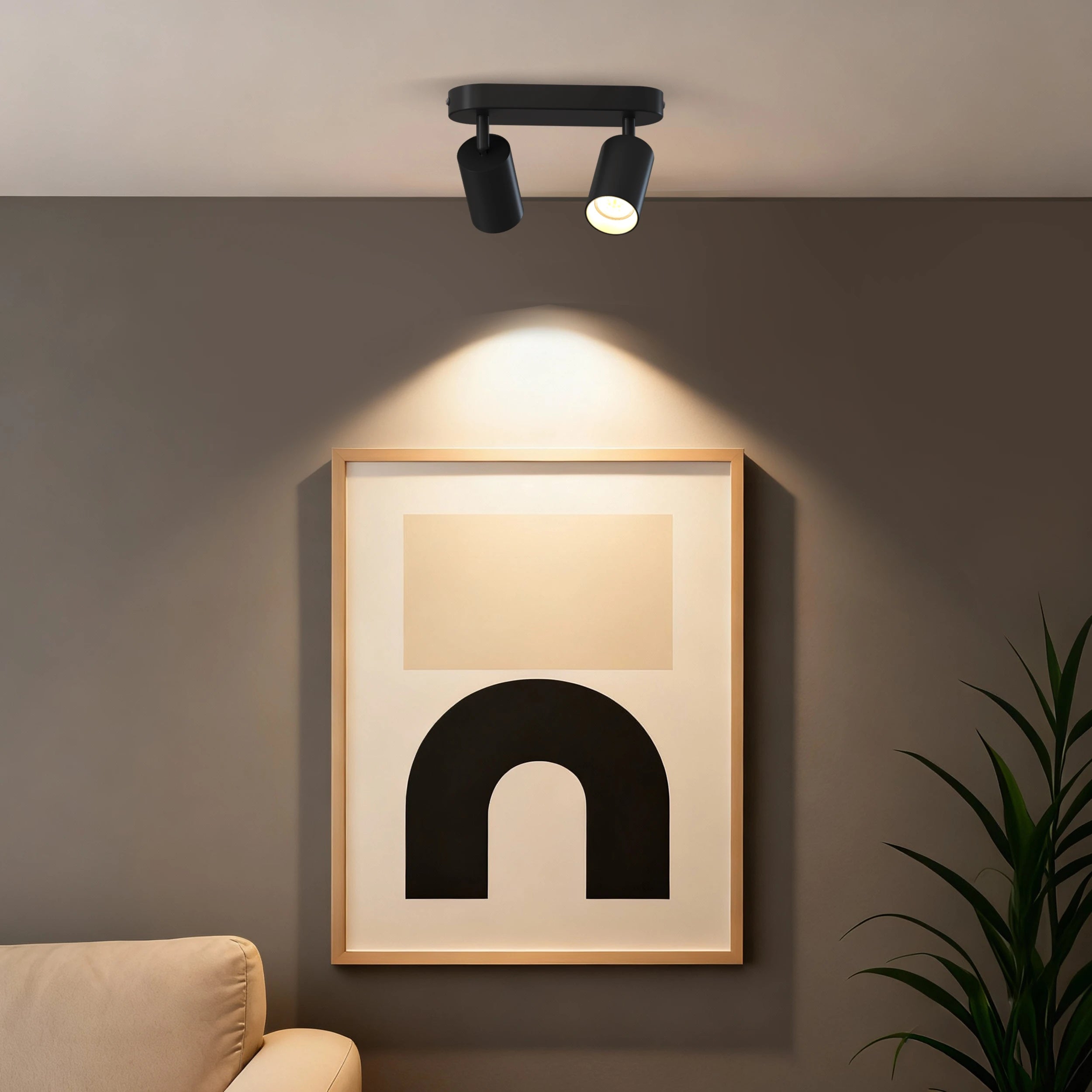 Calex Ceiling Spot Light - 2x GU10 - Oval - Black