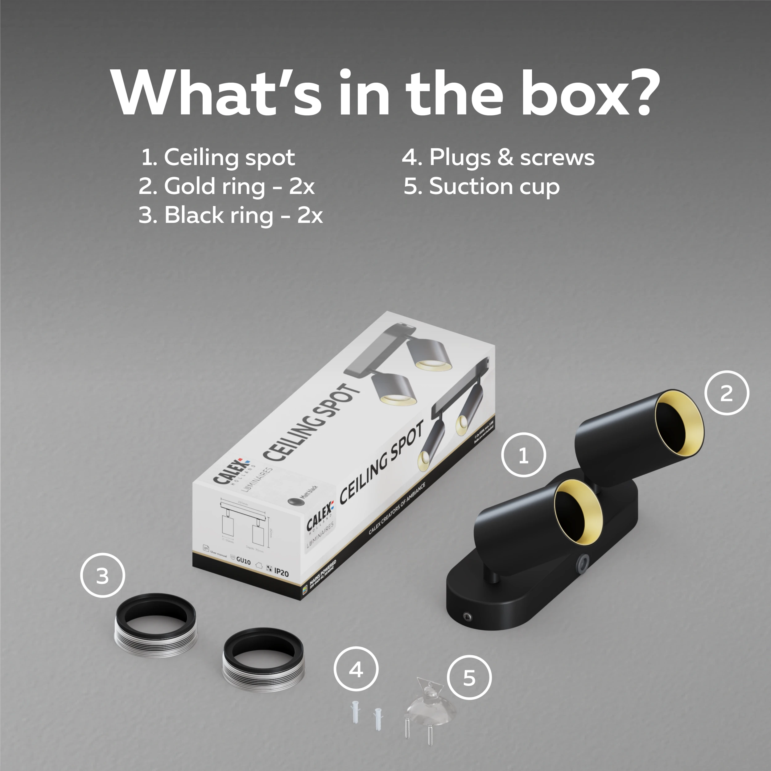 Calex Ceiling Spot Light - 2x GU10 - Oval - Black