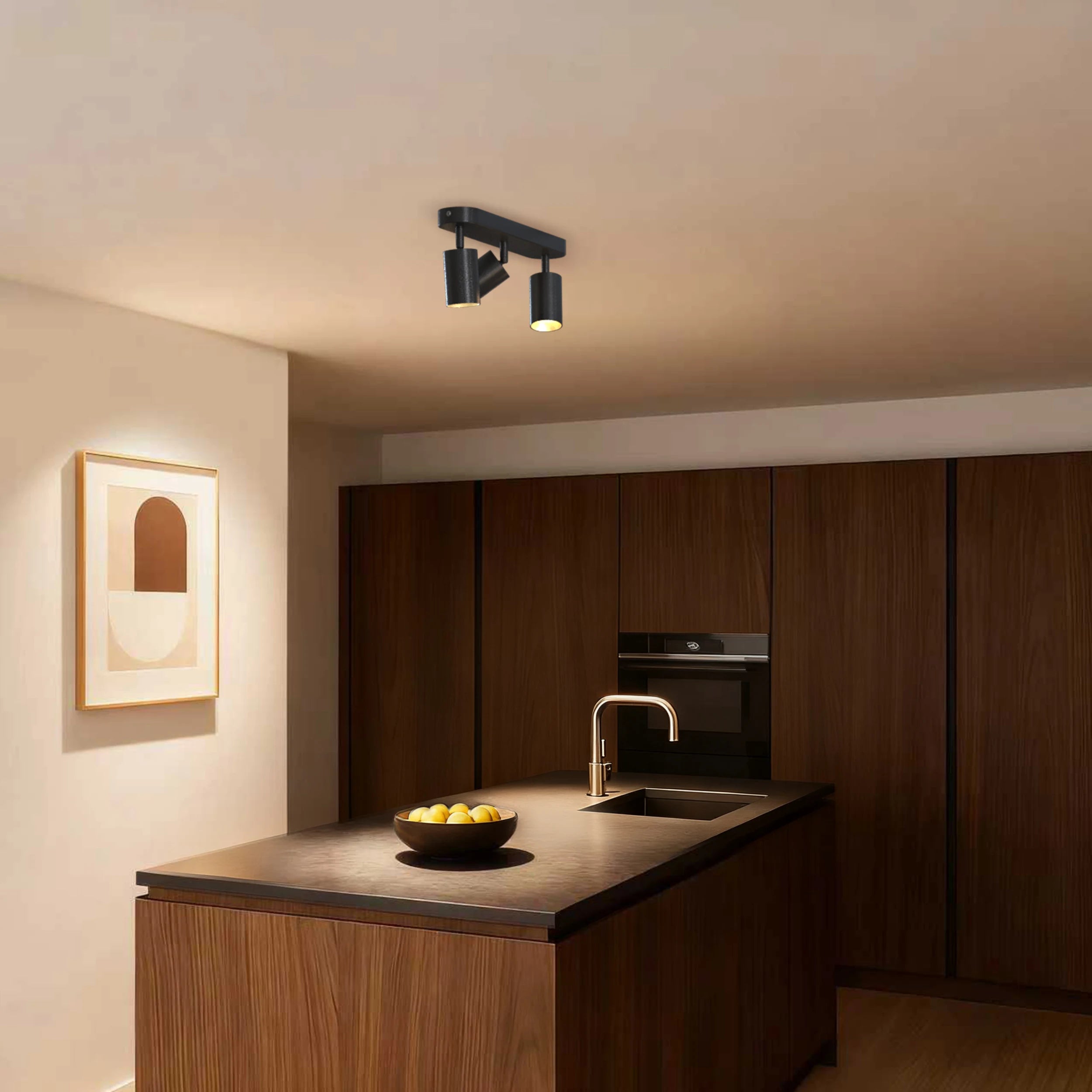 Calex Ceiling Spot Light - 3x GU10 - Oval - Black