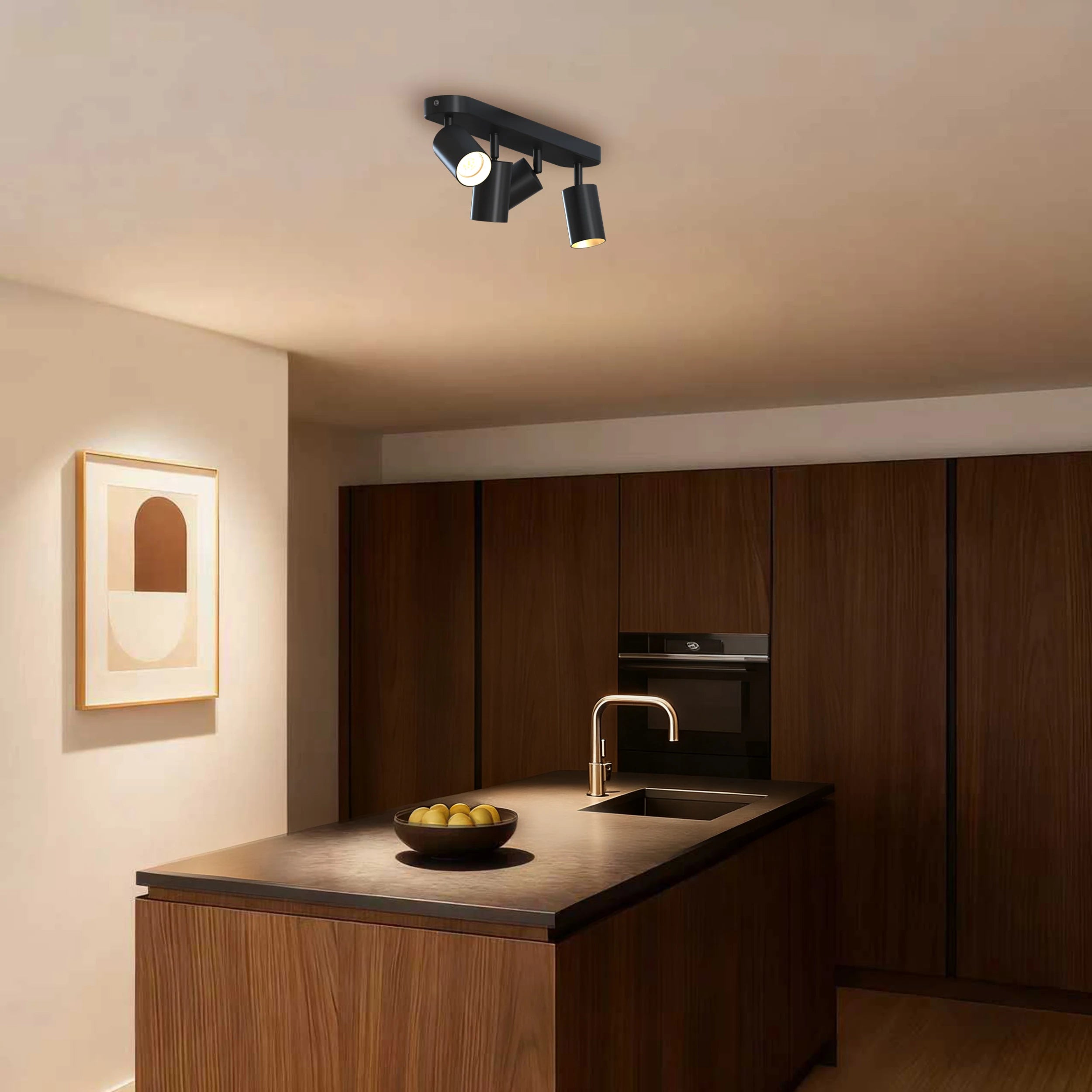 Calex Ceiling Spot Light - 4x GU10 - Oval - Black