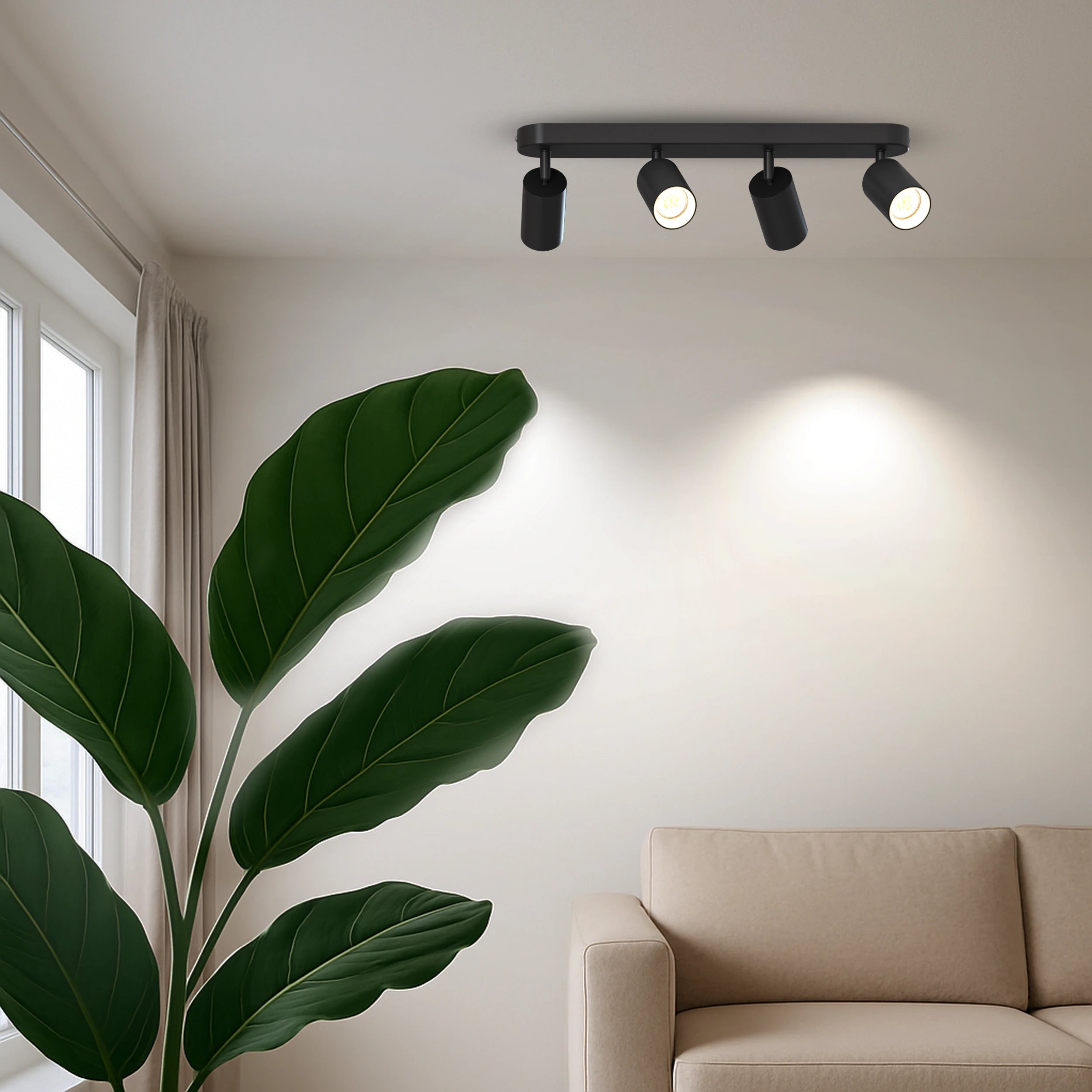 Calex Ceiling Spot Light - 4x GU10 - Oval - Black