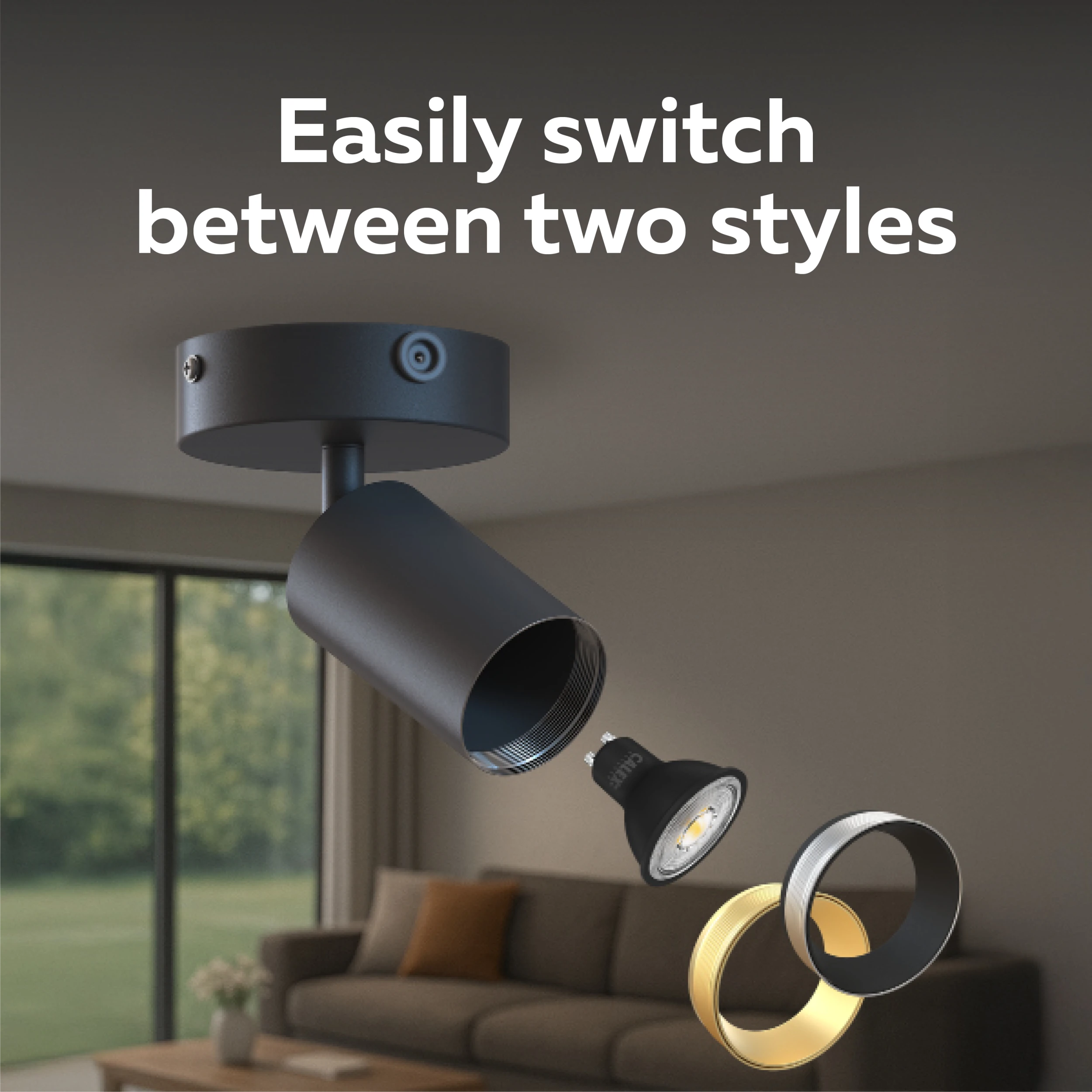 Calex Ceiling Spot light - 1x GU10 - Round - Black