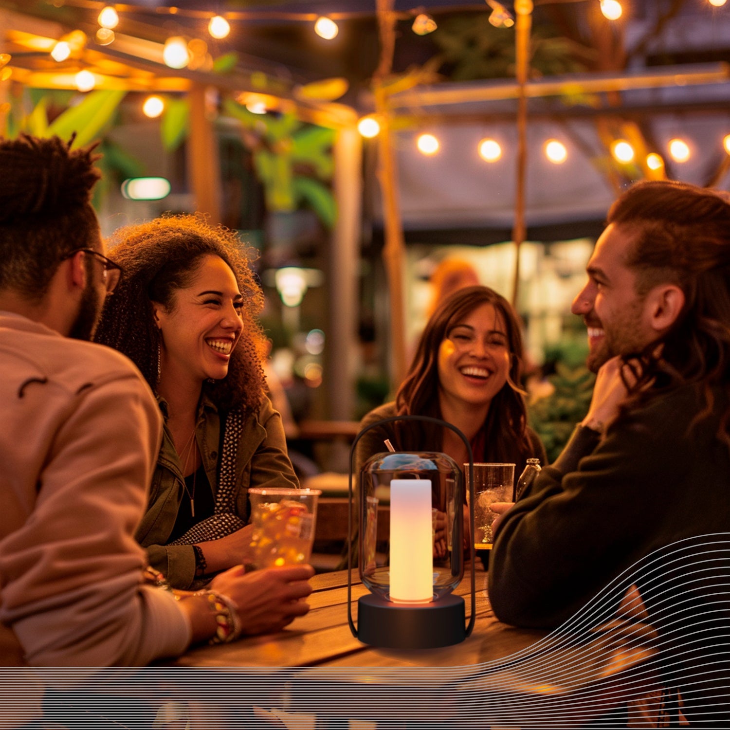 Calex Como Outdoor Table Lantern - Rechargeable - Black
