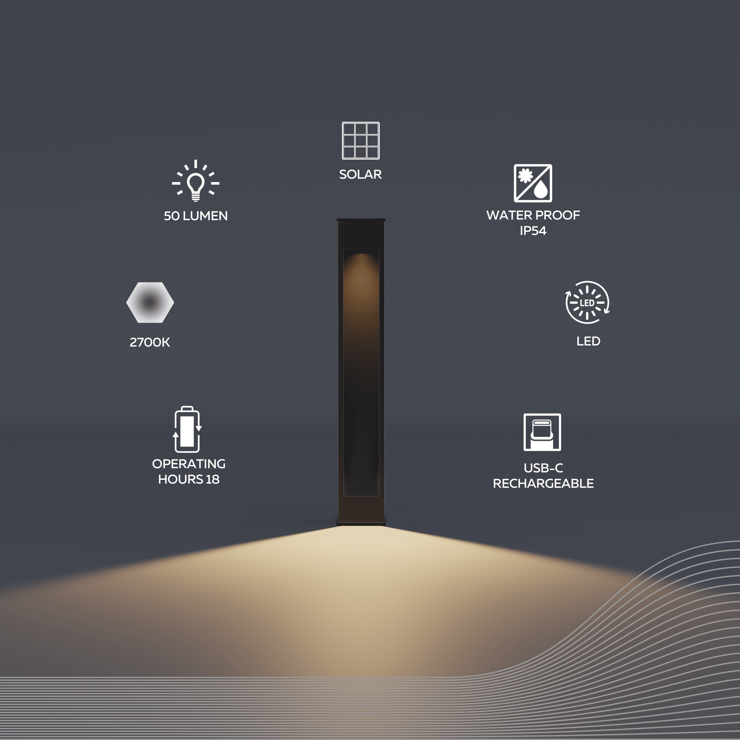 Calex Ivrea Solar Garden Post - Black