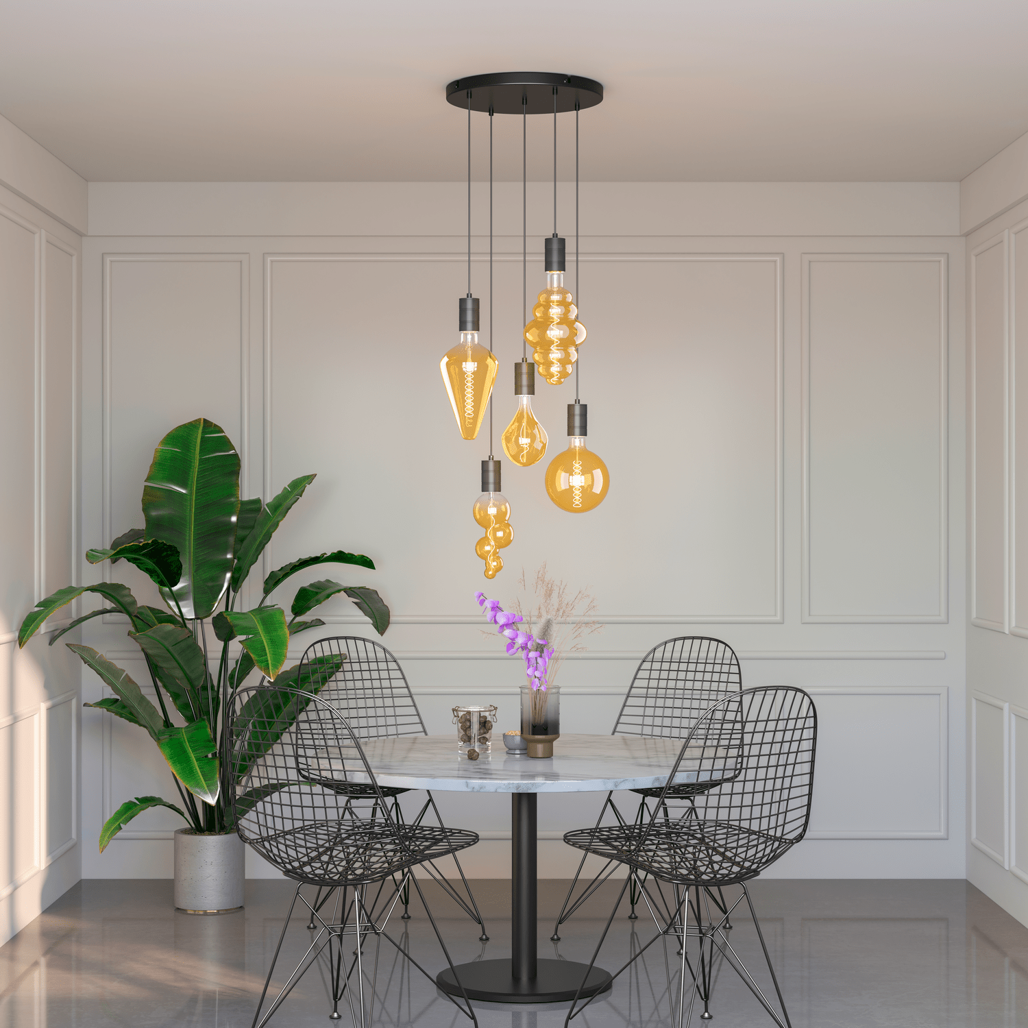 Calex Pendant Light - 5x E27 - 50cm - Black