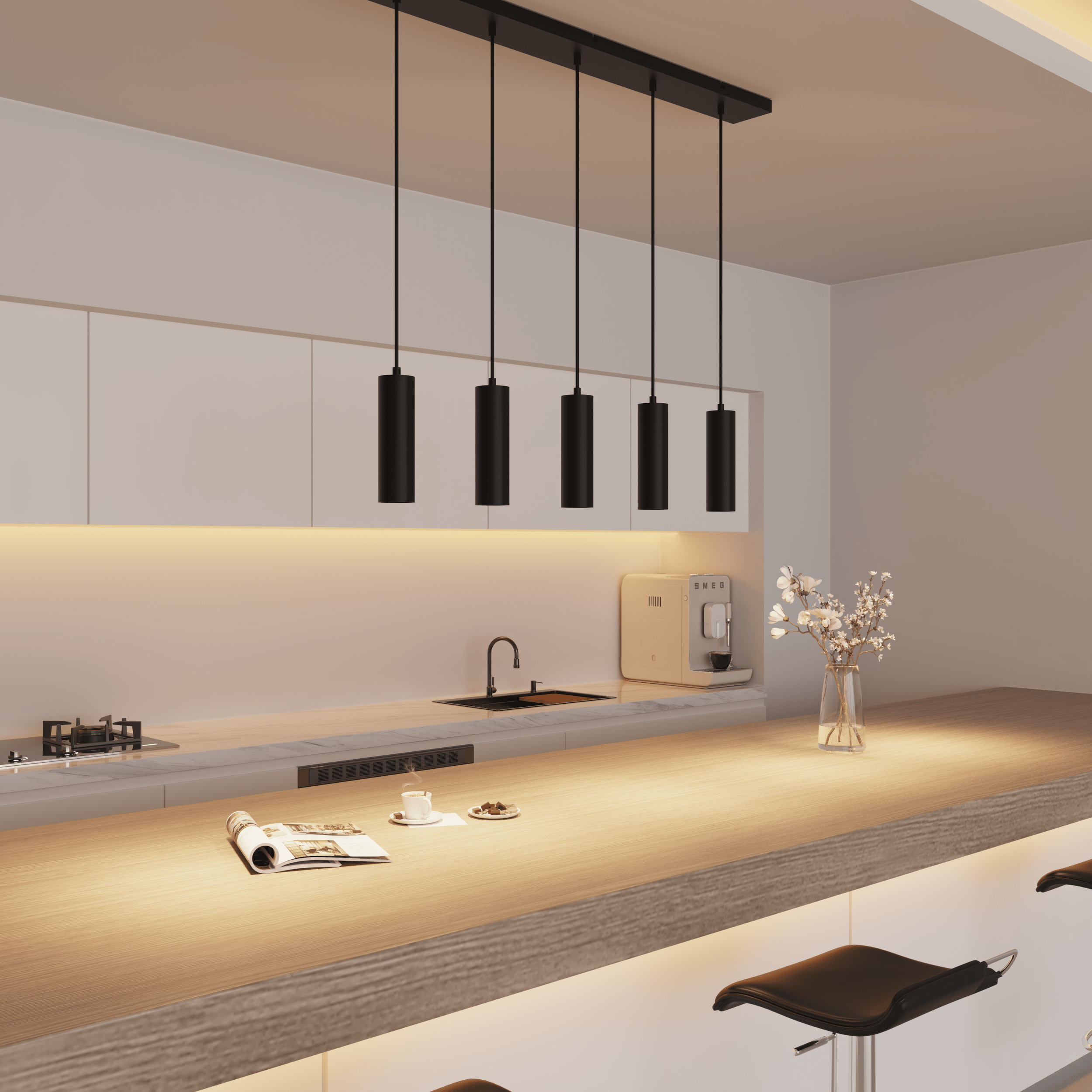 Calex Pendel 5 Lights - GU10 - Black