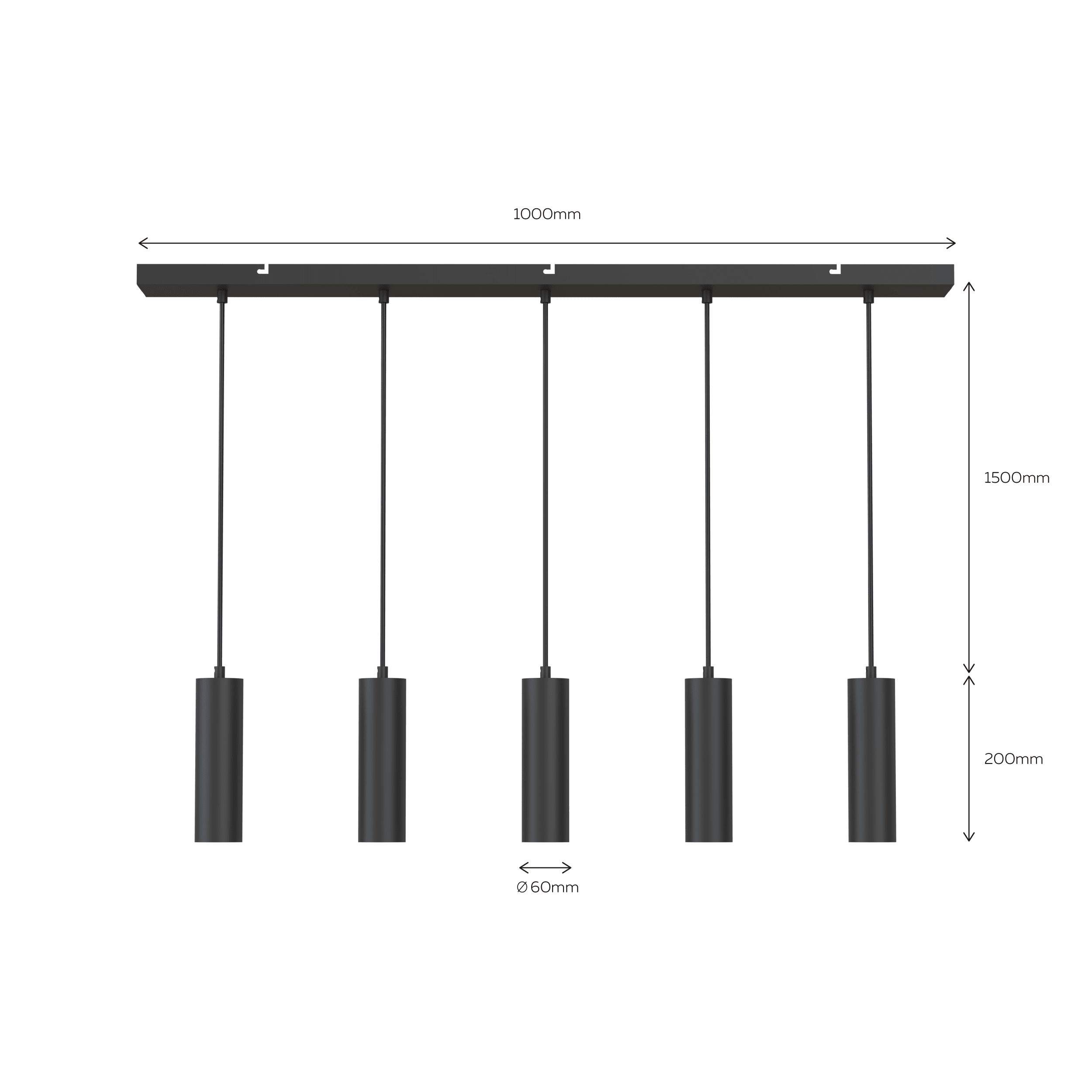 Calex Pendel 5 Lights - GU10 - Black