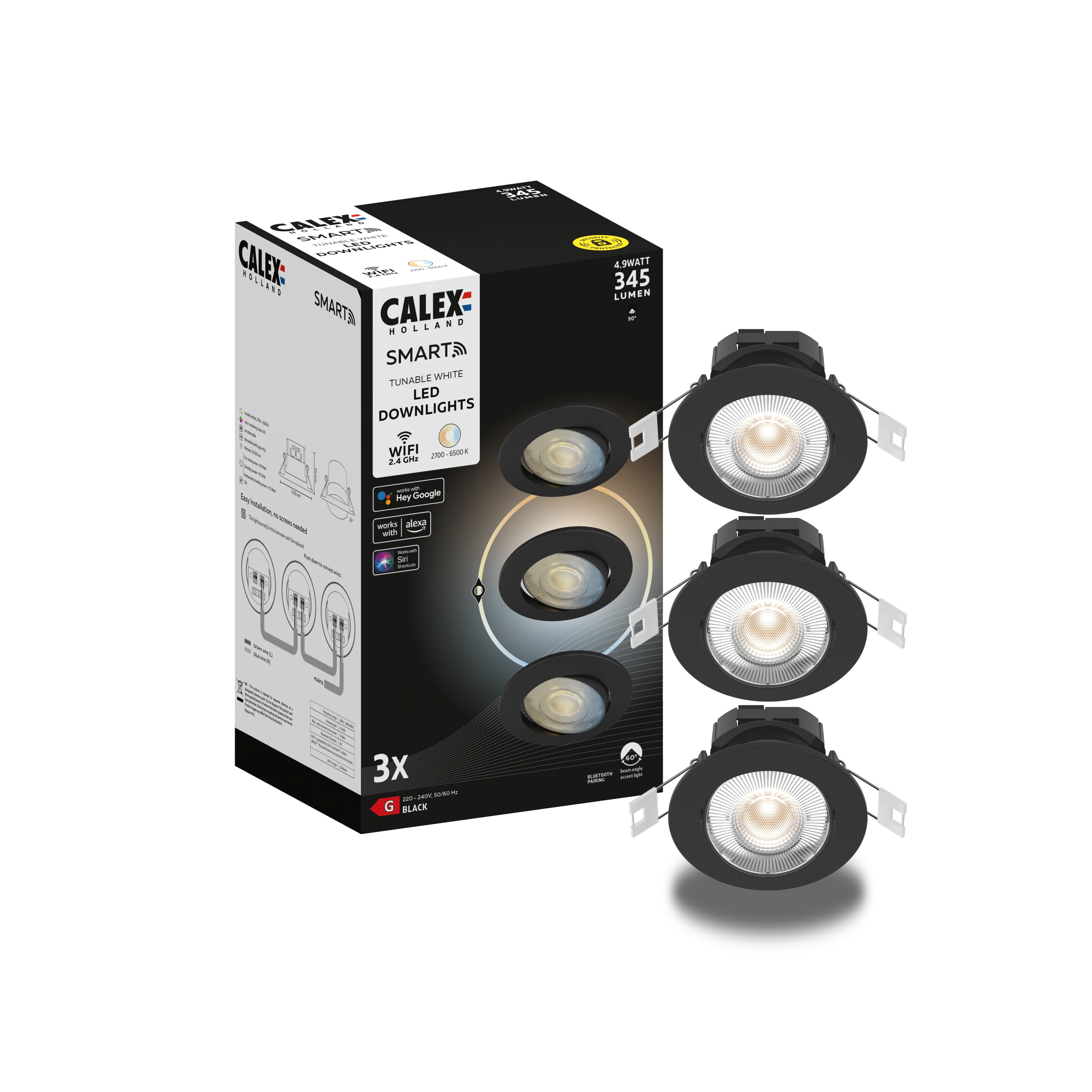Calex Smart Downlight - 3-pack - Black