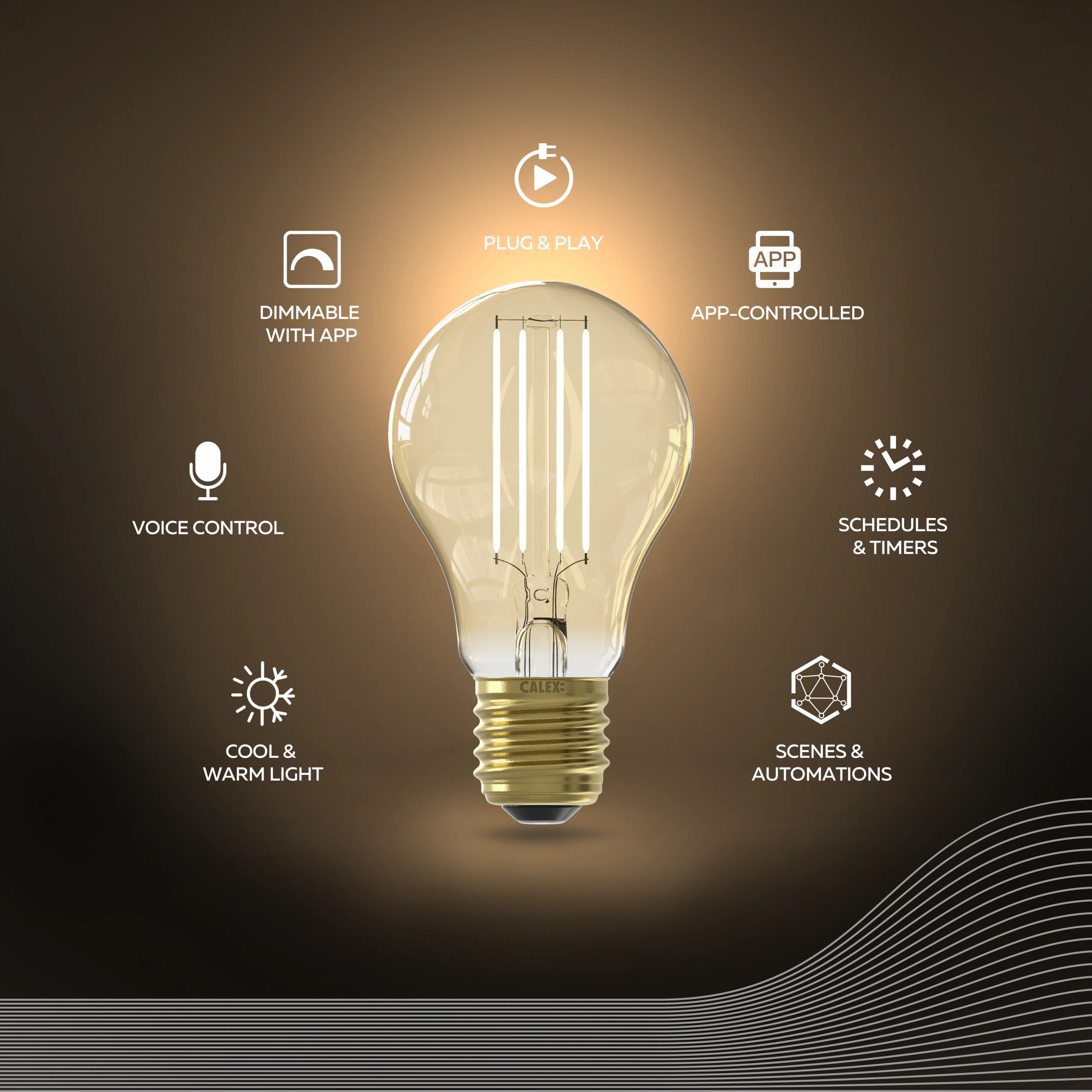 Calex Smart Globe A60 - 3-Pack - E27 - Gold