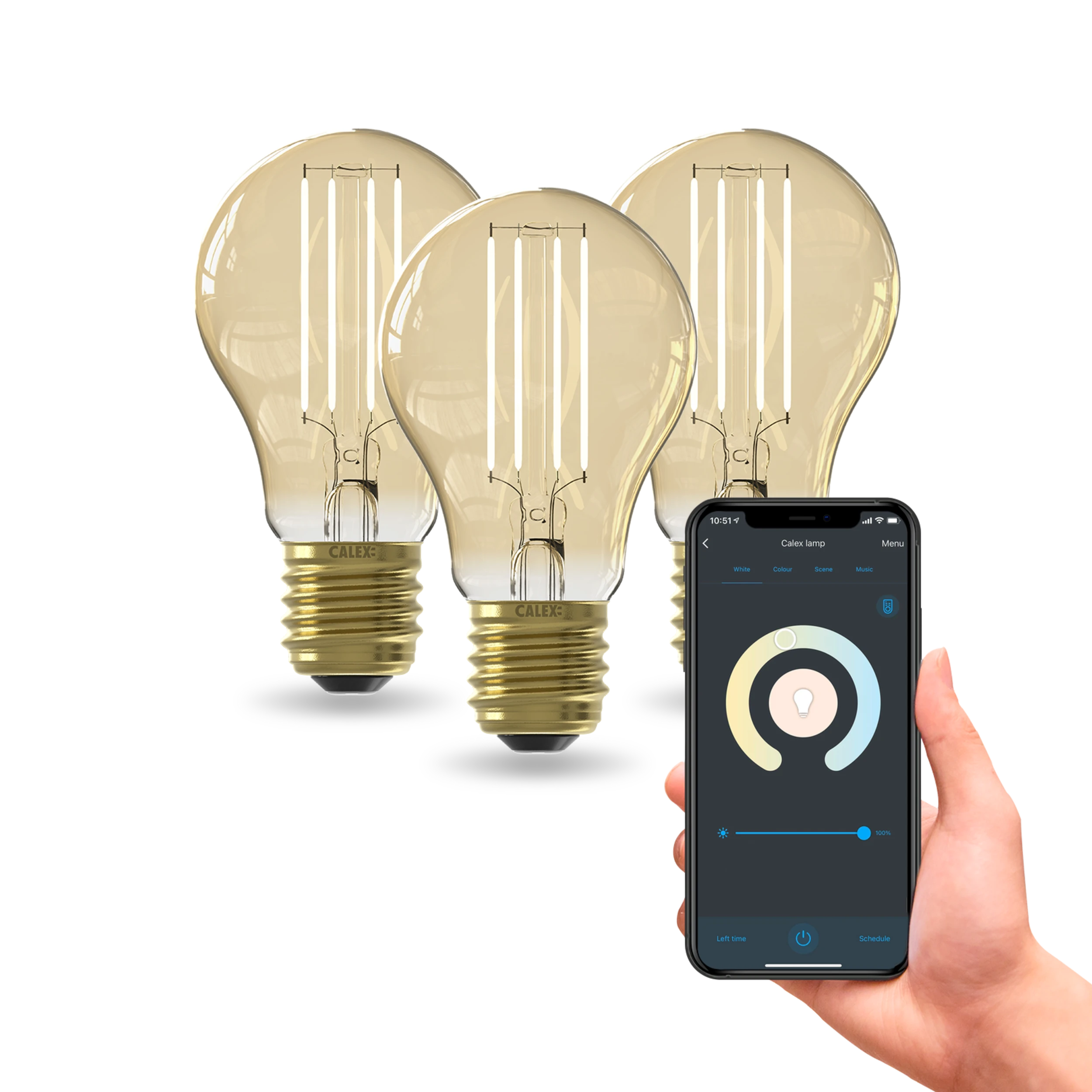 Calex Smart Globe A60 - 3-Pack - E27 - Gold