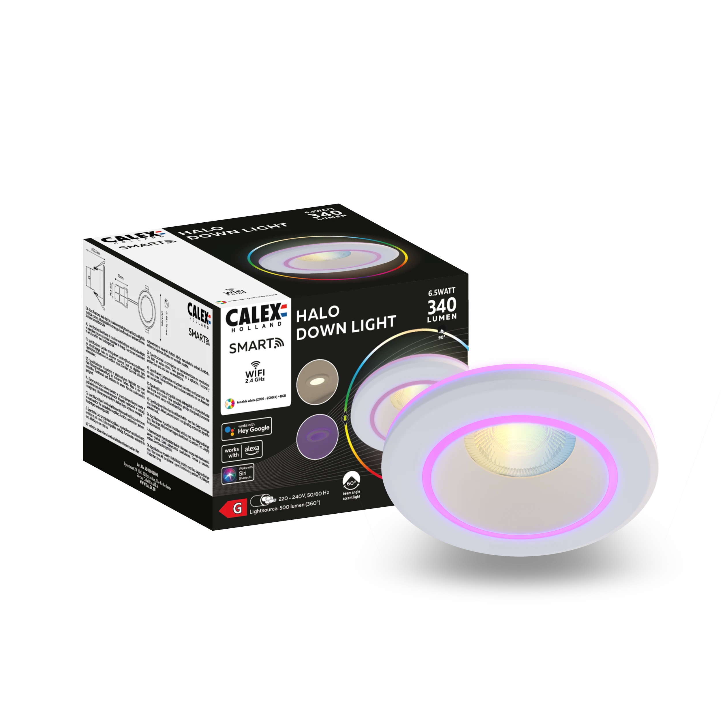 Calex Smart Halo Downlight - RGB + CCT - White
