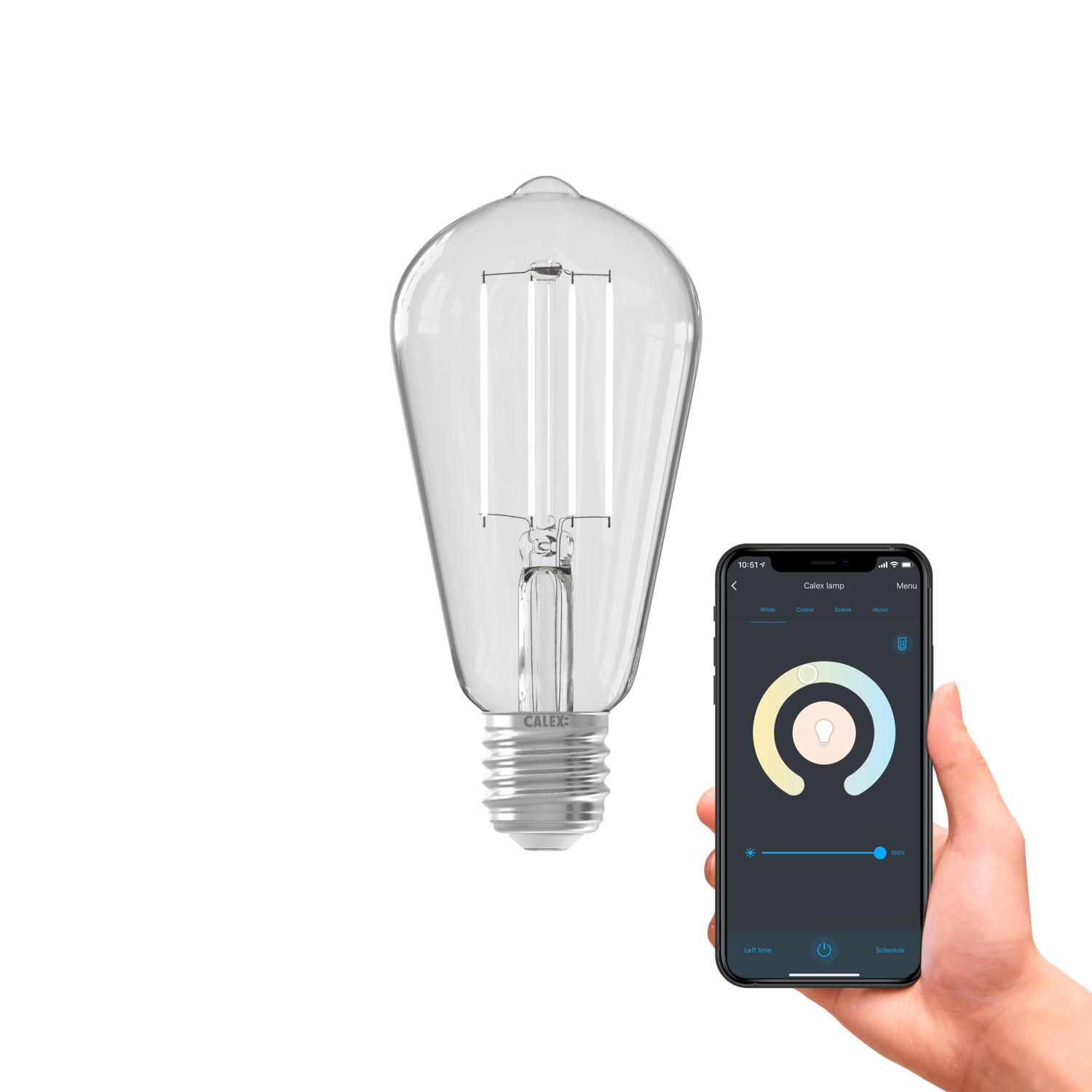 Calex Smart LED Bulb - Filament - ST64 - CCT - Clear