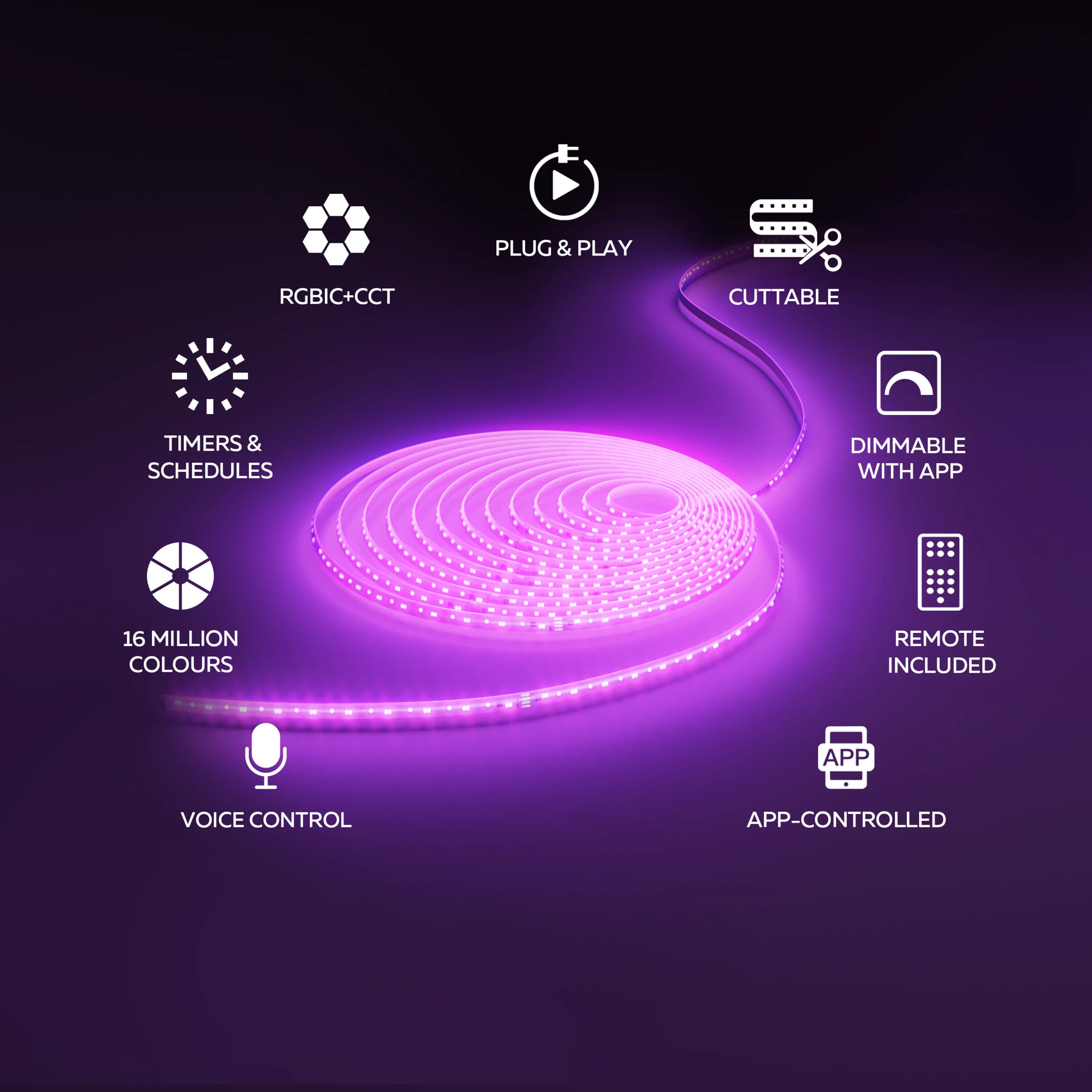 Calex Smart Led Strip Light - 30m - RGBCCTIC