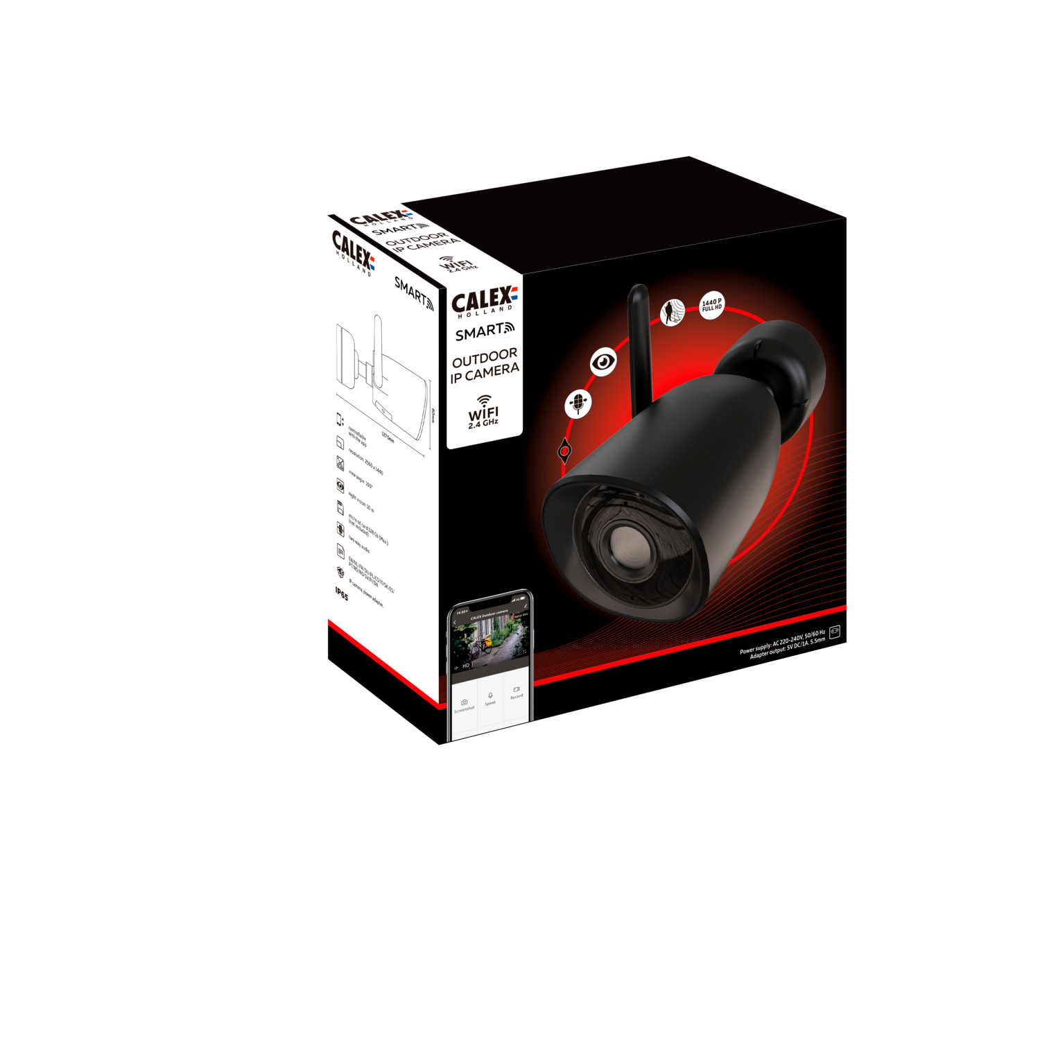 Calex Smart Outdoor Camera - 2K - Black
