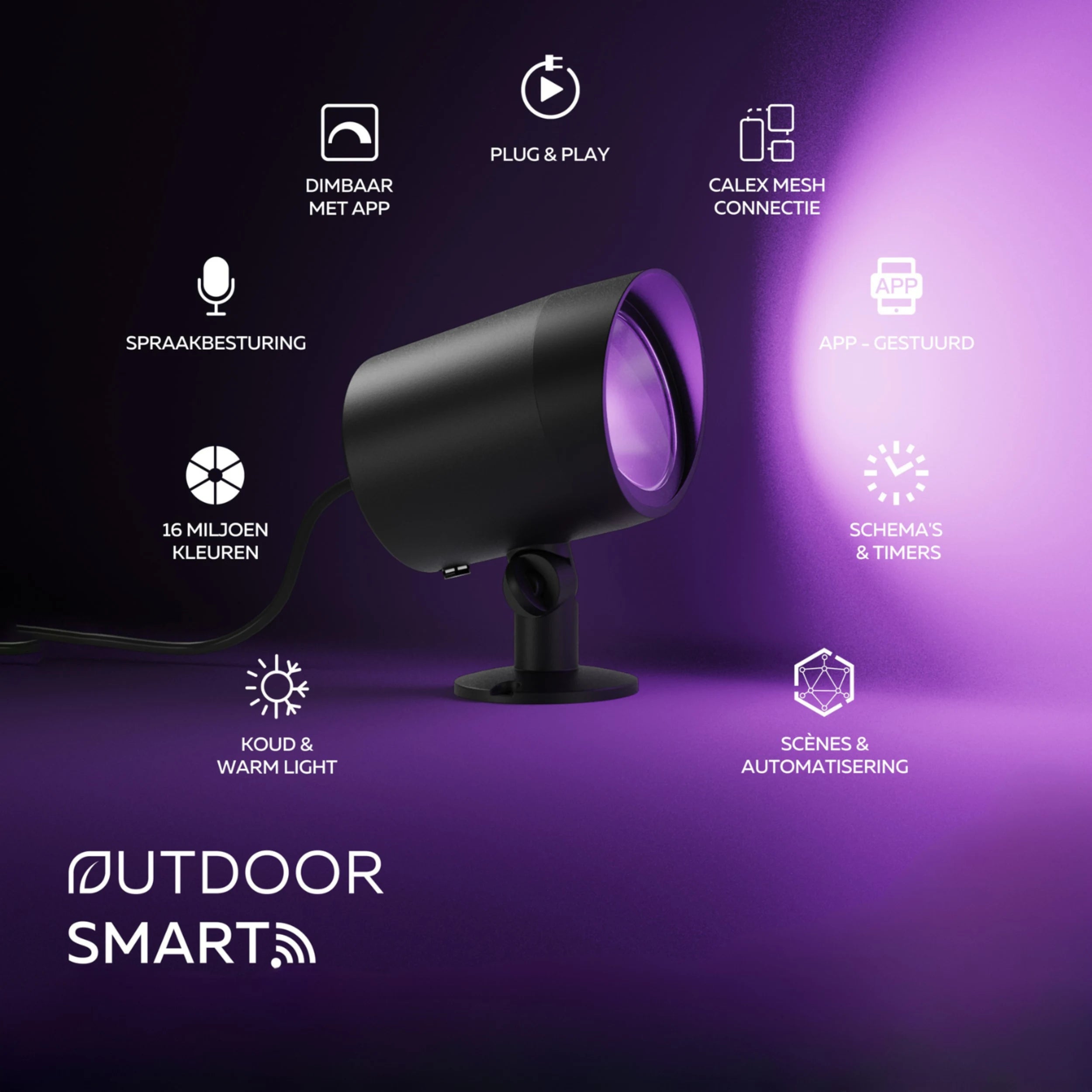 Calex Smart Outdoor Ground Spot - RGB - CCT - Black
