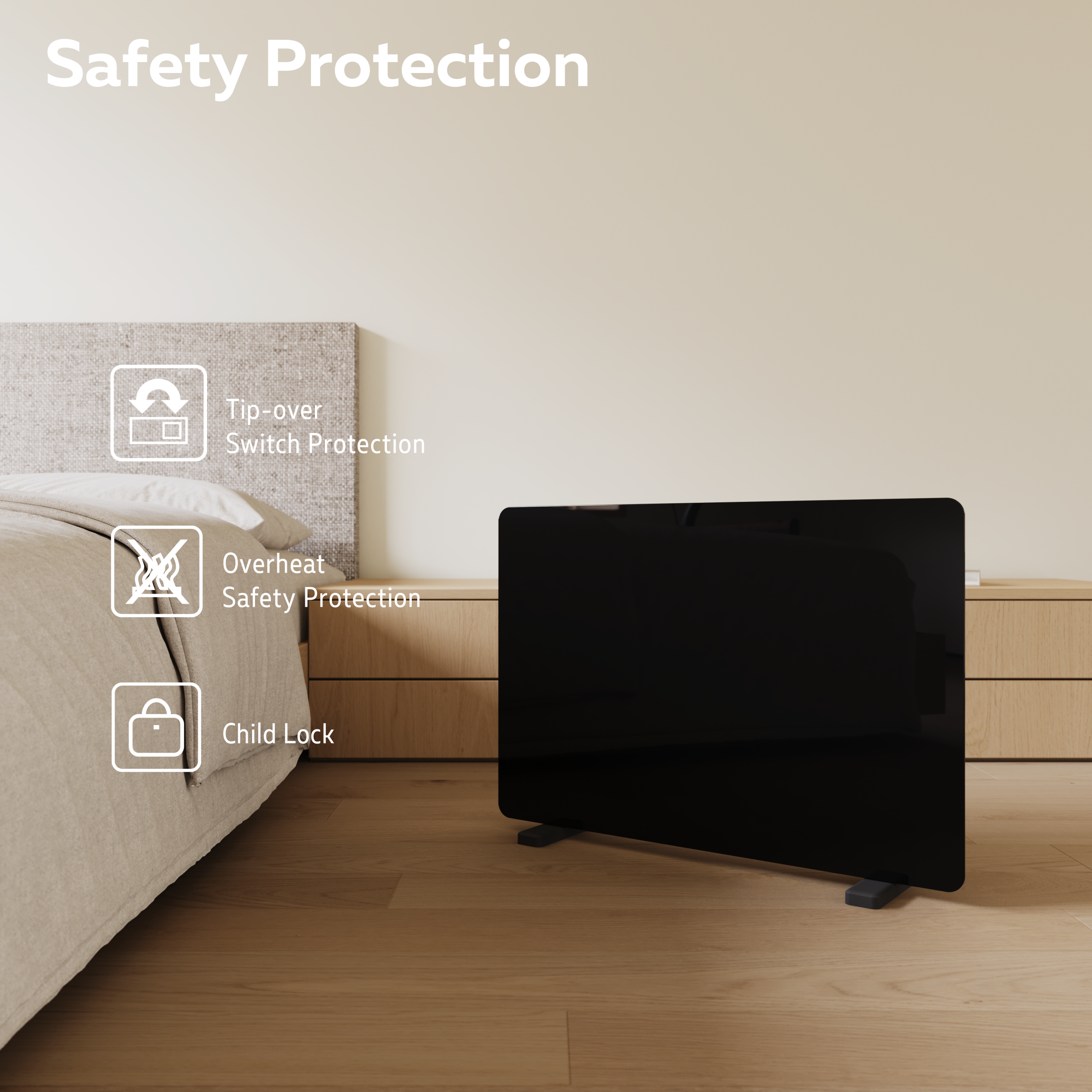 Calex Smart Panel Heater - 1400W - Black