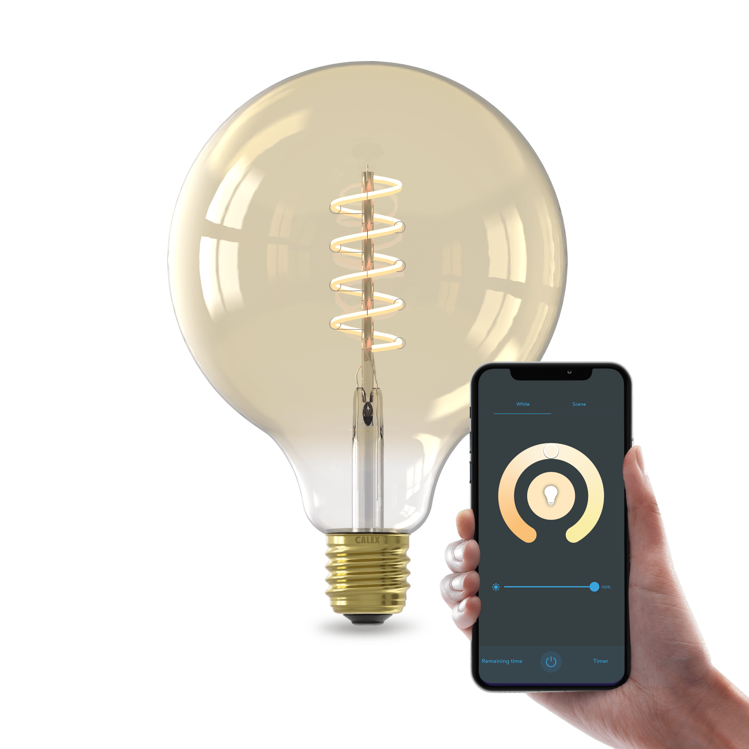 Calex Smart Spiral LED Bulb - E27 - G125 - CCT - Gold