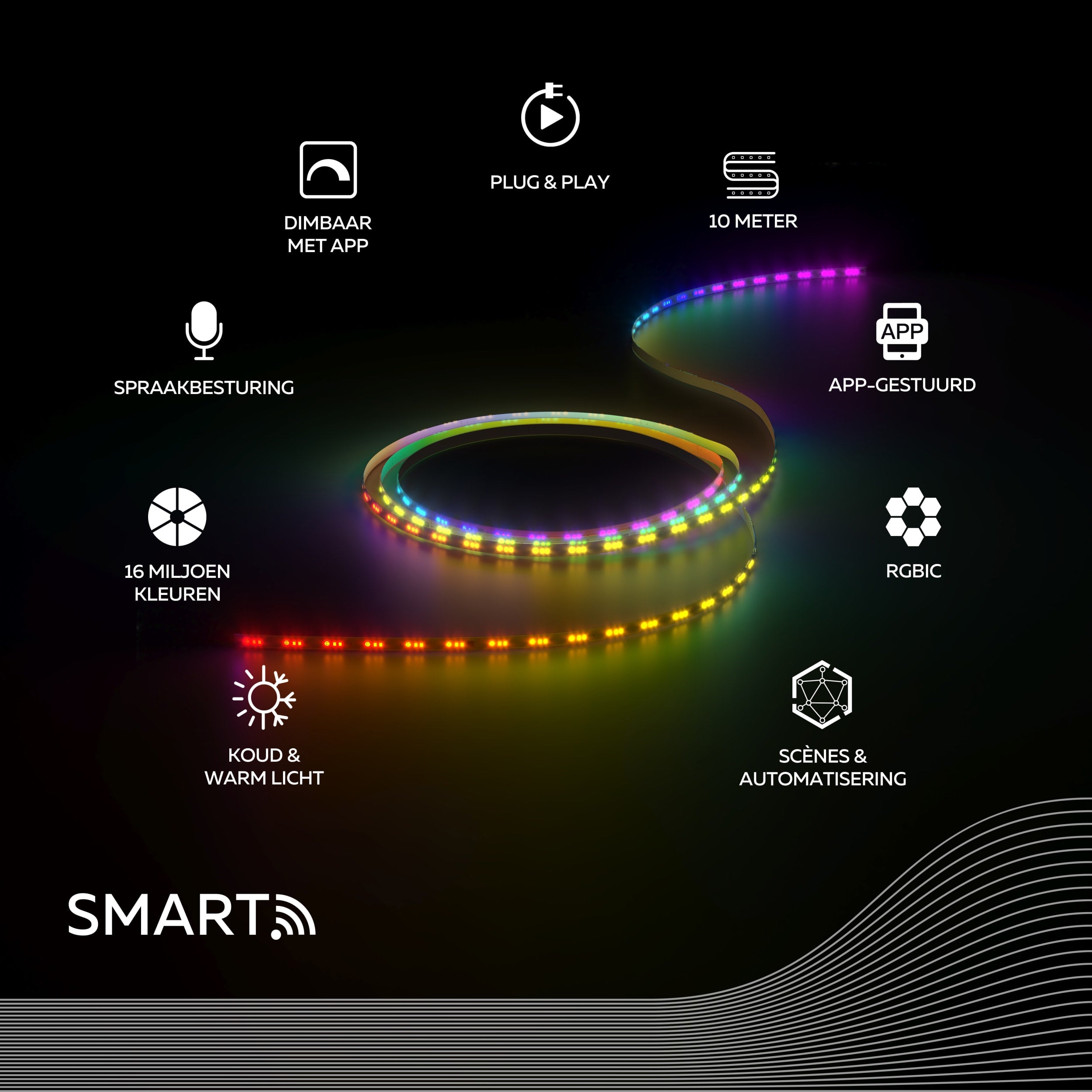 Calex Smart Strip Light - 10m - RGBIC + CCT