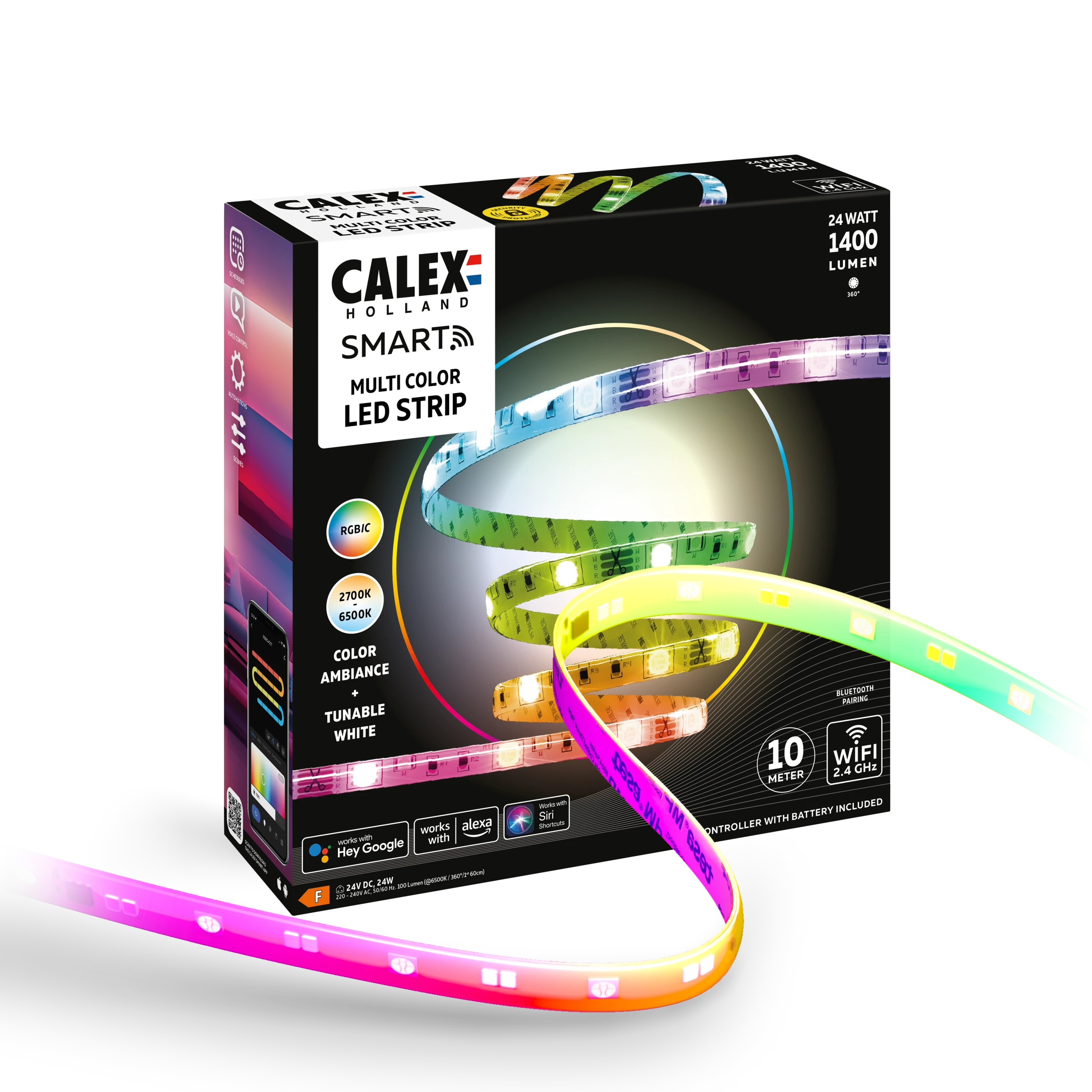 Calex Smart Strip Light - 10m - RGBIC + CCT (UK Plug)