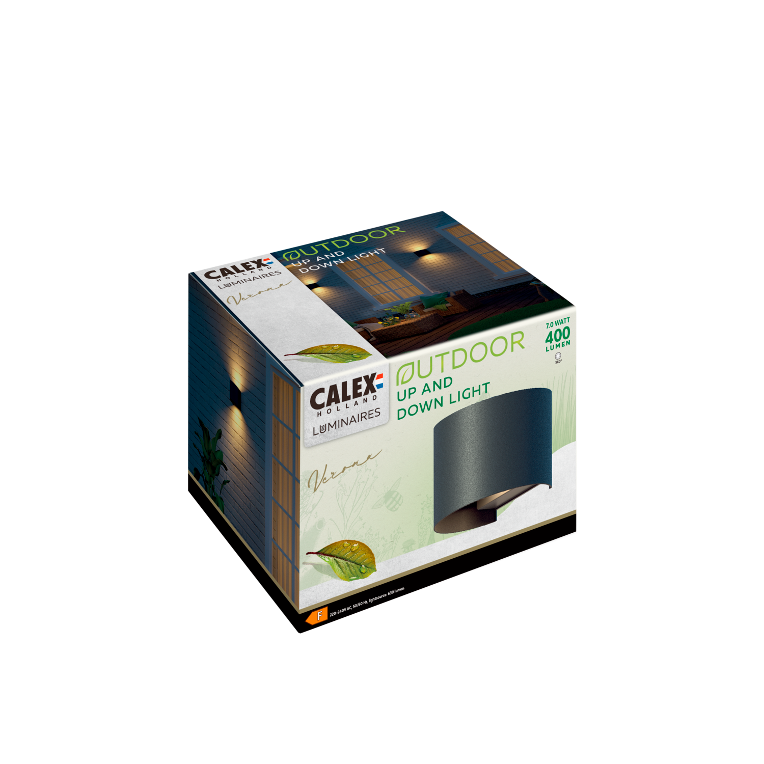 Calex Verona LED Wall Light Oval - Up & Down - Black