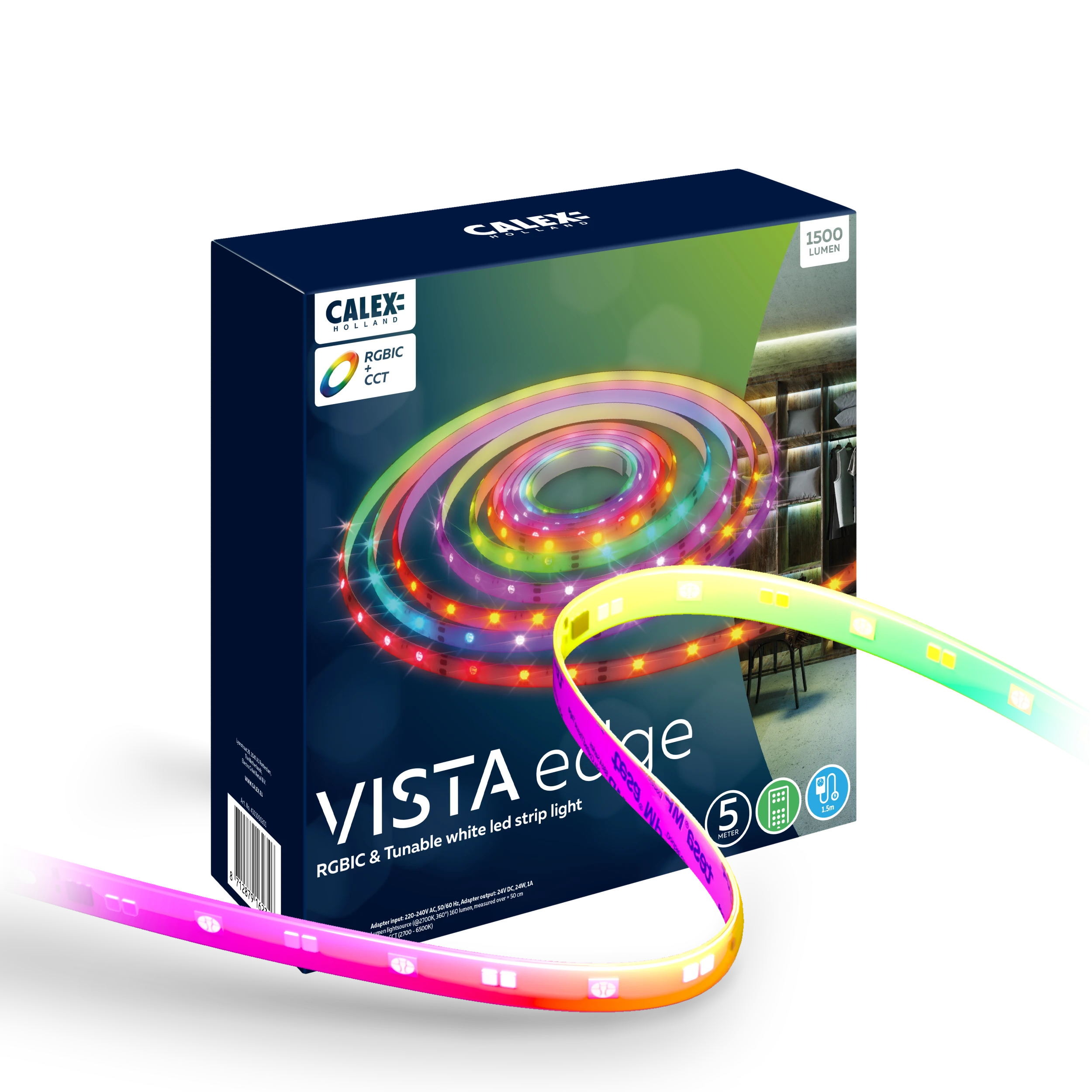 Calex Vista LED Strip USB - 2M - RGBIC + CCT