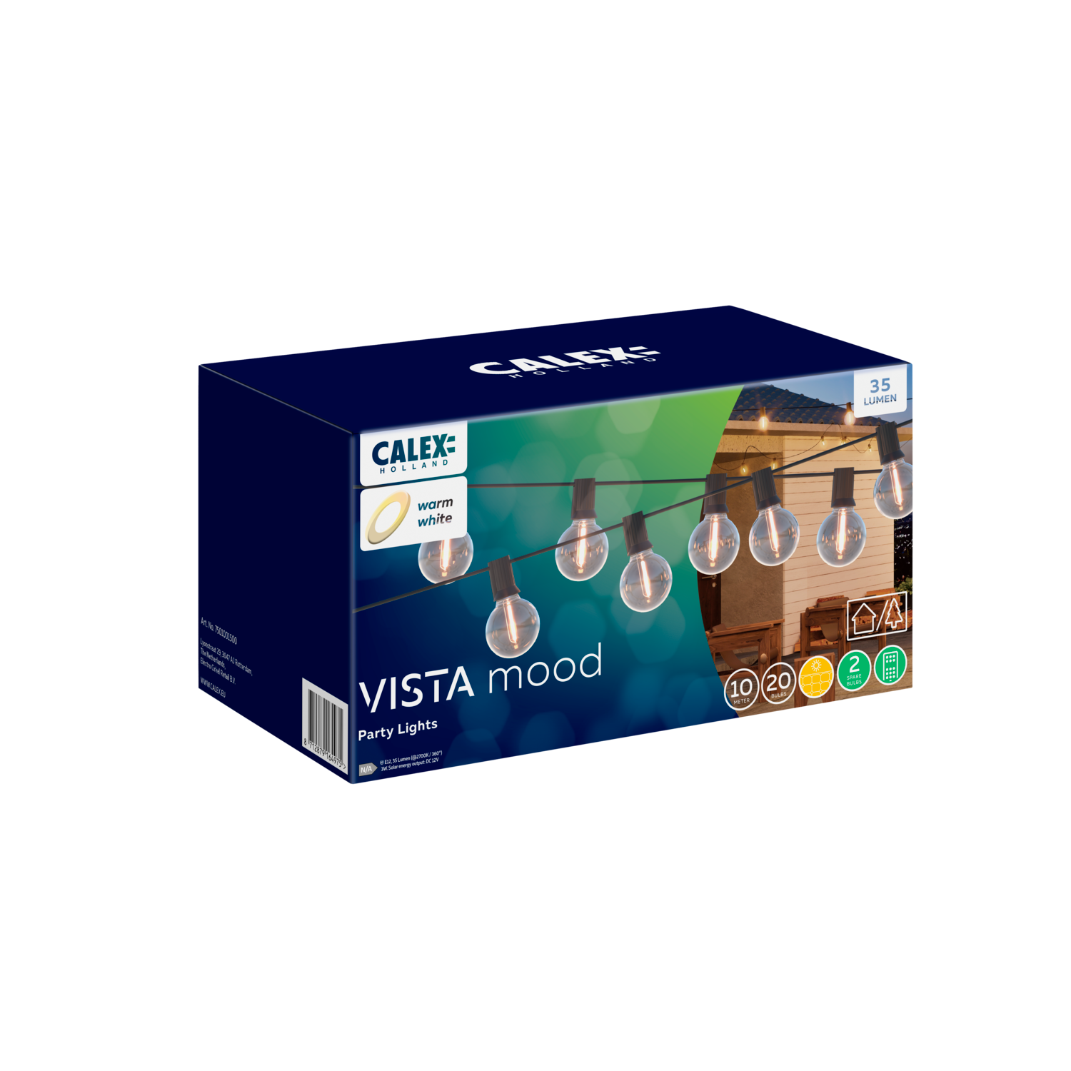 Calex Vista Solar String Lights - 10M - Black