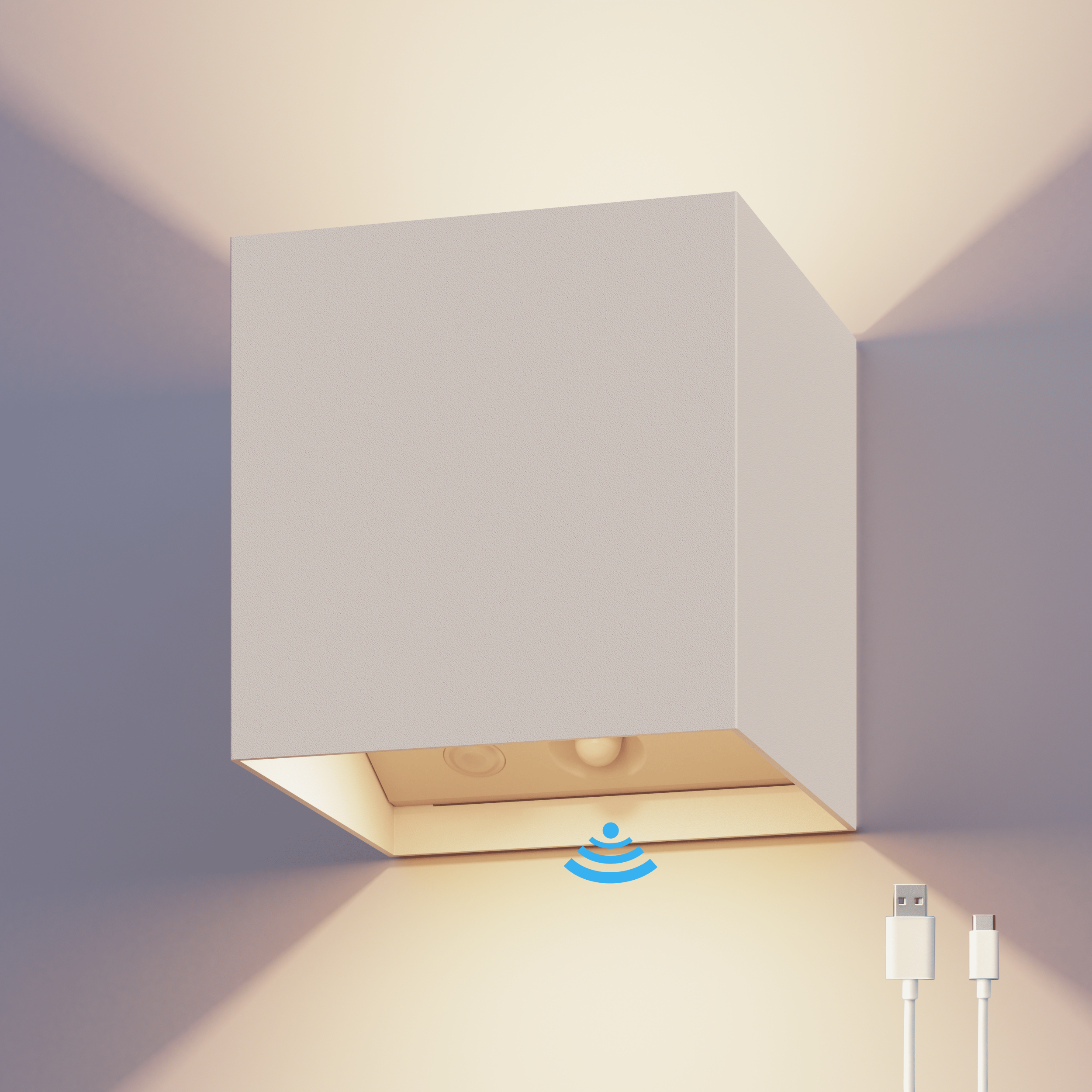 Calex Volterra Rechargeable Wall Light - Up & Down - Sand