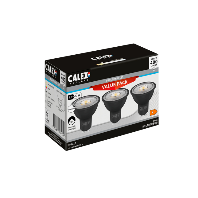 Calex Reflector LED - 3 pack - GU10 - CCT - Black