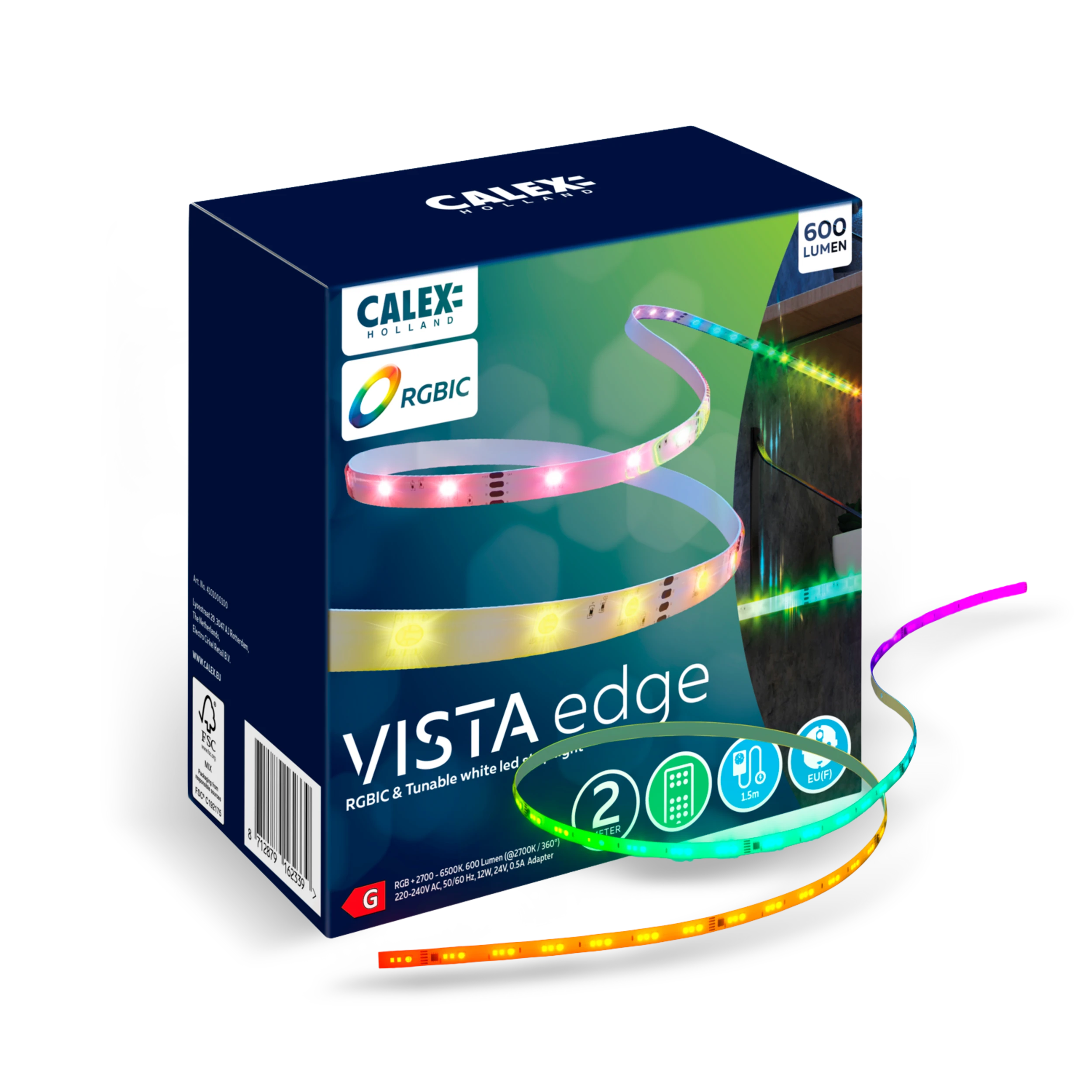 Calex Vista LED Strip - 2M - RGBIC + CCT