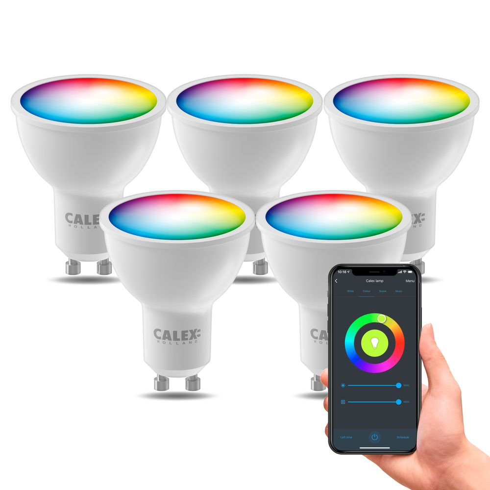 Calex Smart LED Lamp - 5 stuks - GU10 - RGB + Warm Wit - 4,9W