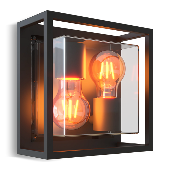 Calex Bologna Wall Light - 2x E27 - Black