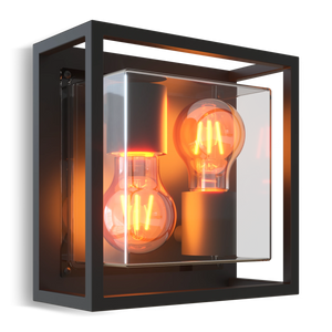 Calex Bologna Wall Light - 2x E27 - Black