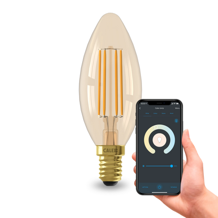 Calex Smart LED Bulb - E14 - Filament - B35 - CCT - Gold