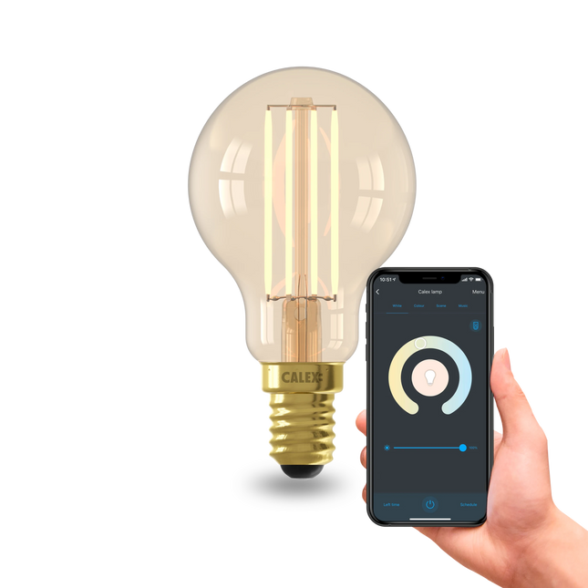 Calex Smart LED Bulb - E14 - Filament - P45 - CCT - Gold