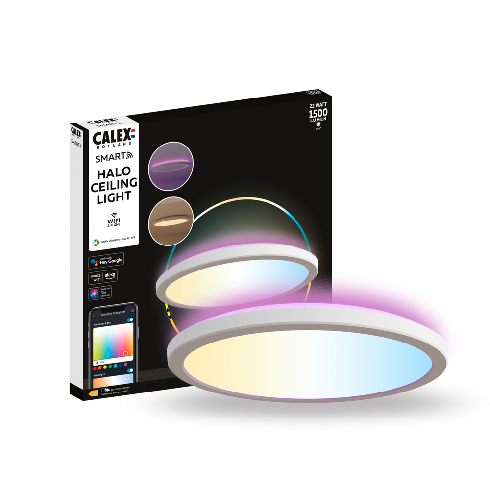 Calex Slimme Halo LED PlafondLamp Wit - 30cm - RGB en Warm Wit - 22W