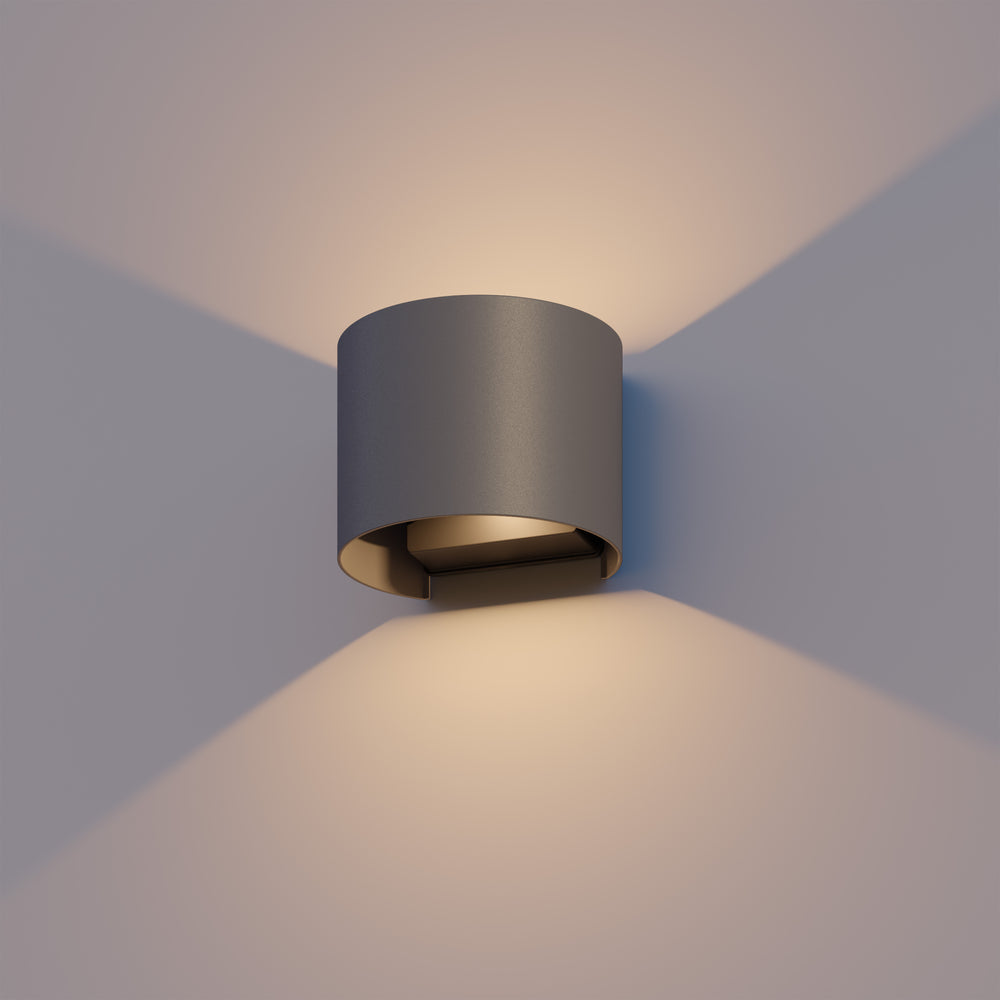Calex LED Wandlamp Ovaal - Up & Down - Grijs - Warm Wit Licht - 7W