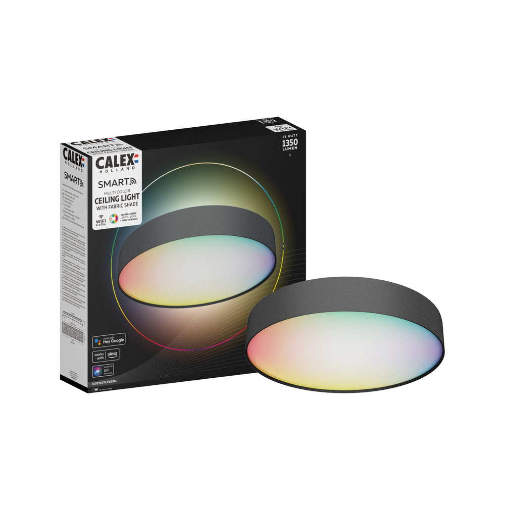 Calex Slimme PlafondLamp 40cm - RGB en Warm Wit - Zwart