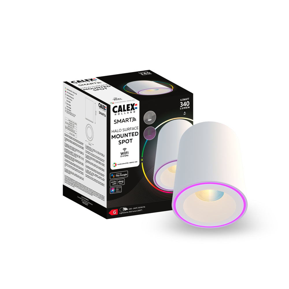 Calex Slimme Halo LED Opbouwspot - Wit - RGB en Warm Wit