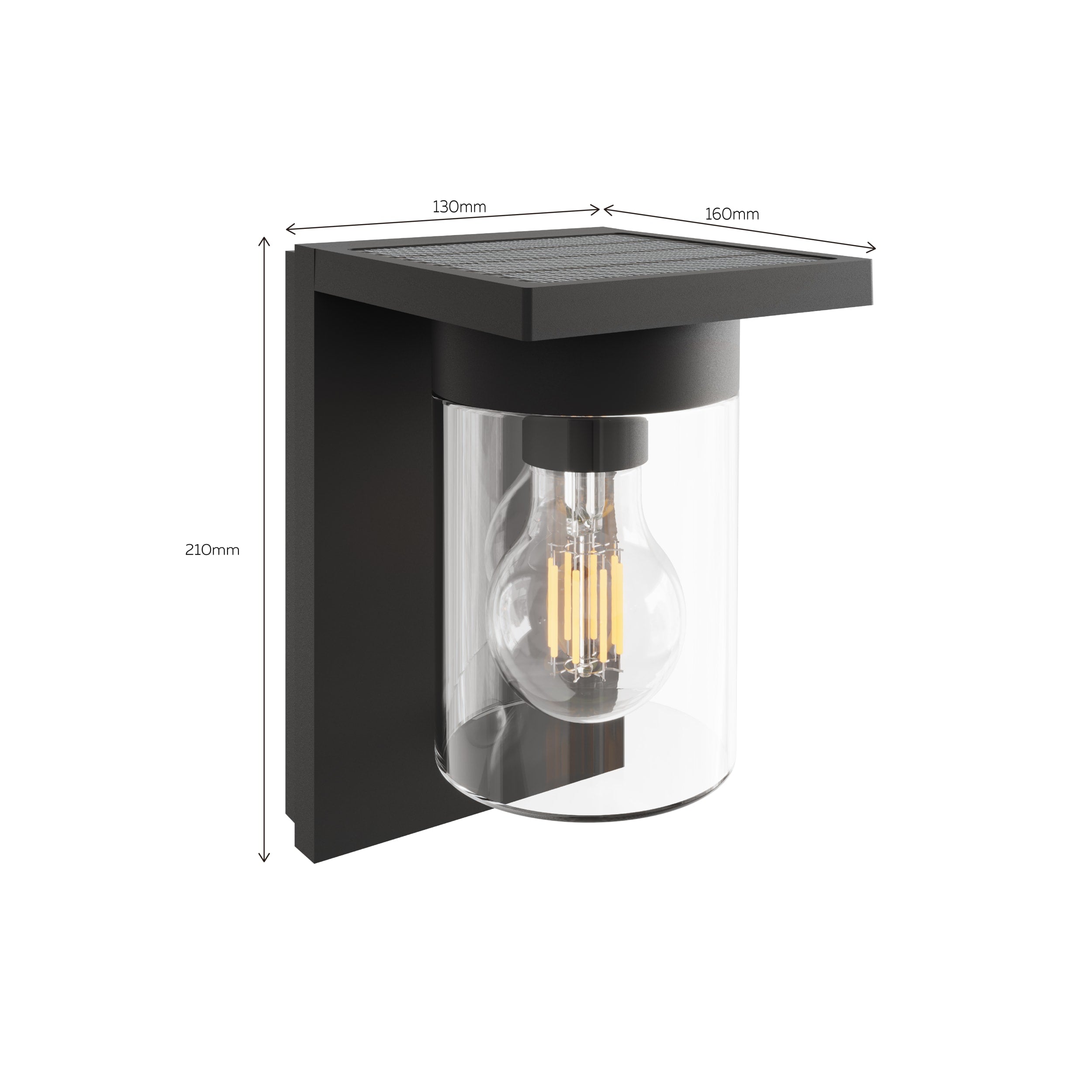 Calex Asti Solar Wall Light - Black