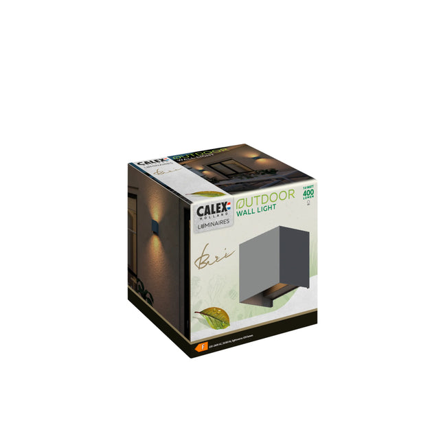 Calex Bari LED Wall Light - Up & Down - Anthracite