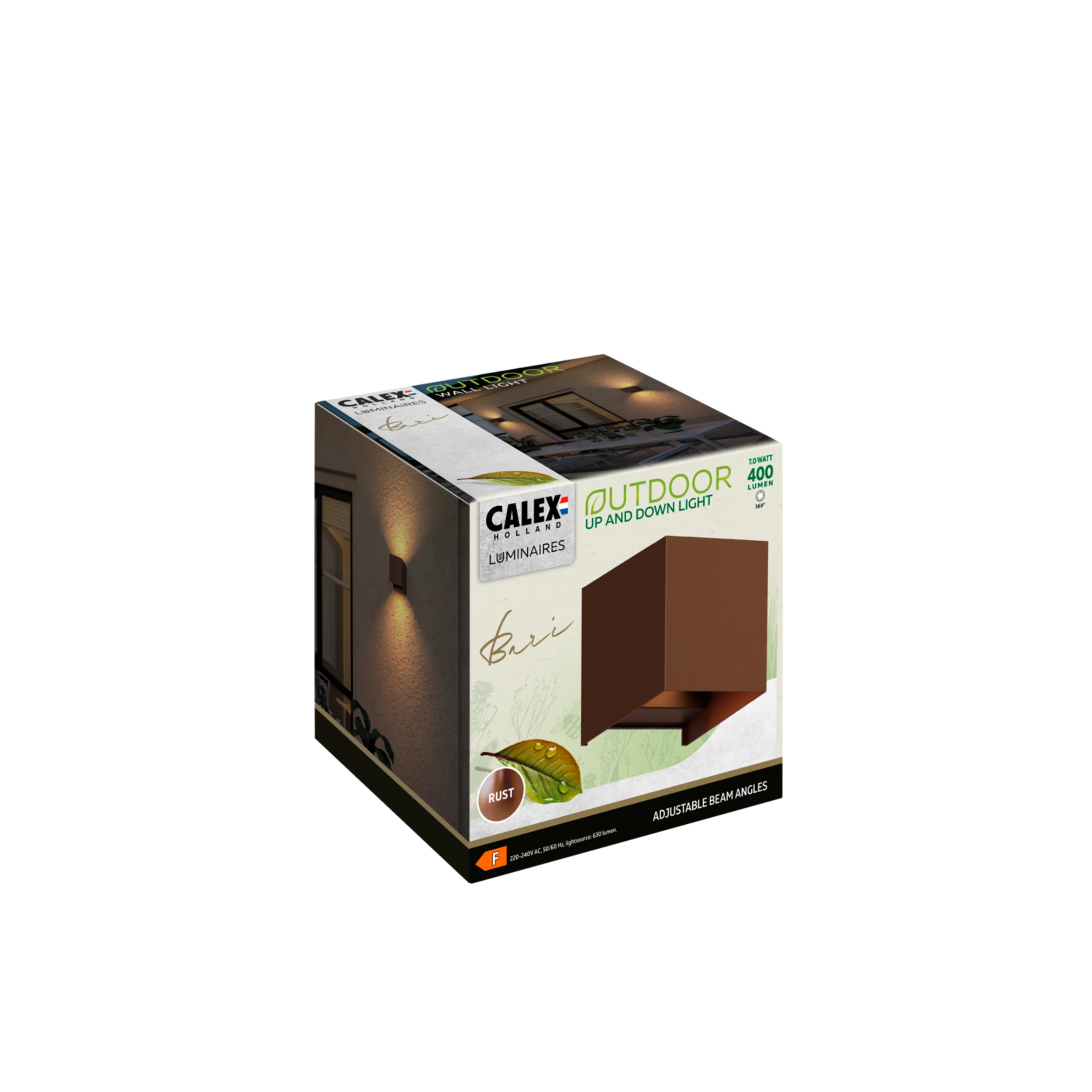 Calex Bari LED Wall Light - Up & Down - Rust