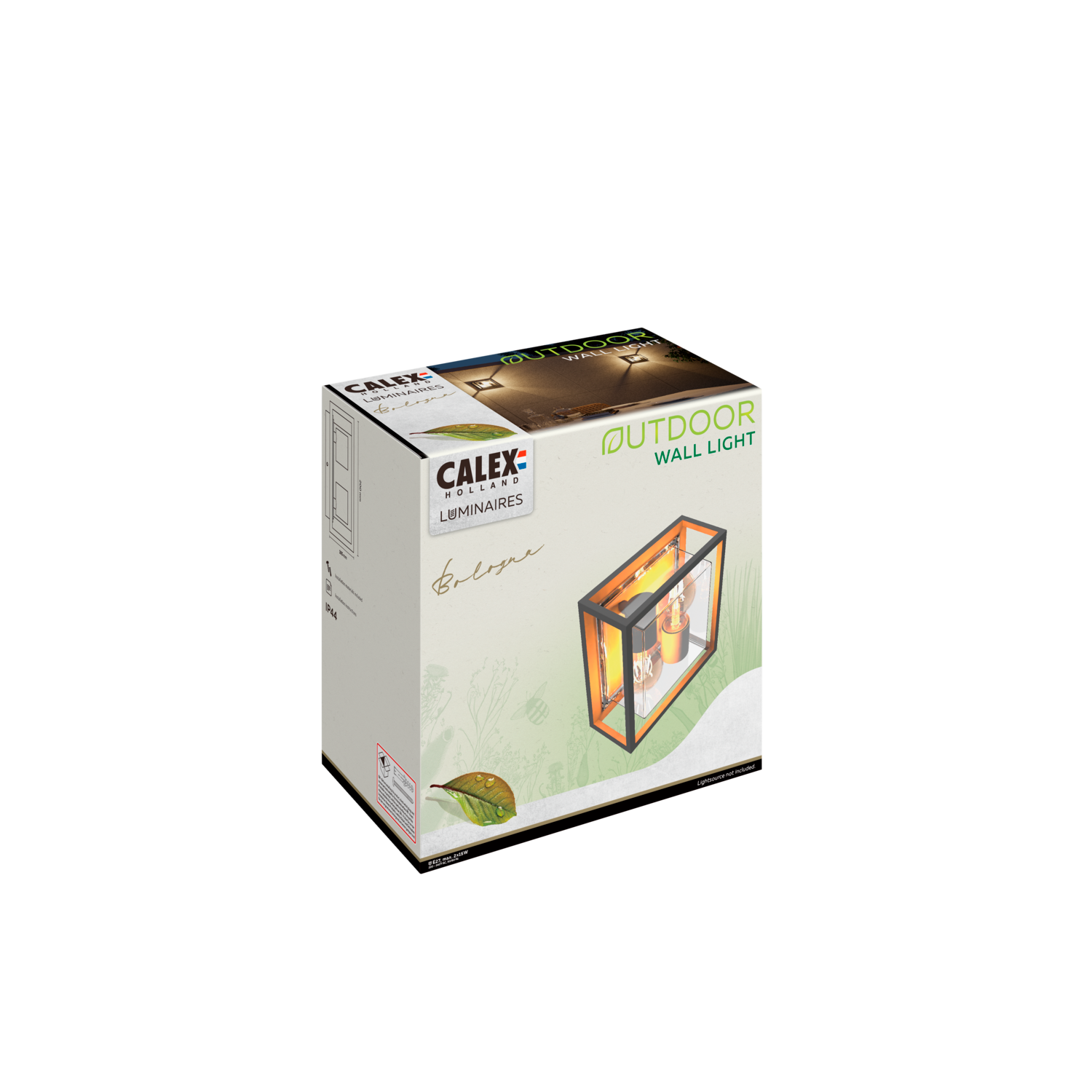 Calex Bologna Wall Light - 2x E27 - Black