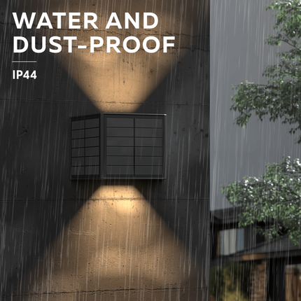 Calex Caserta Solar Wall Light - Up & Down - Black