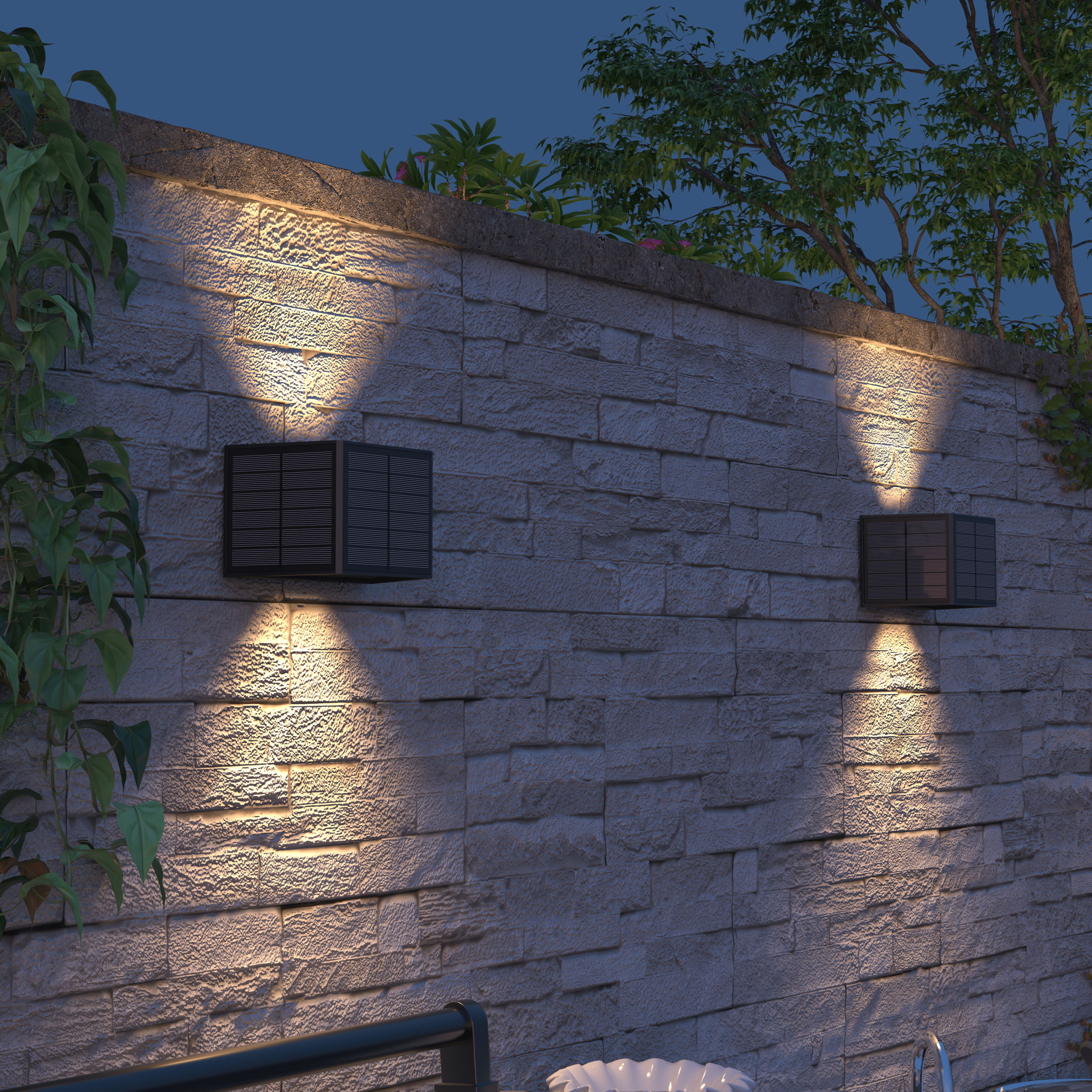 Calex Caserta Solar Wall Light - Up & Down - Black