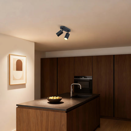 Calex Ceiling Spot Light - 2x GU10 - Oval - Black